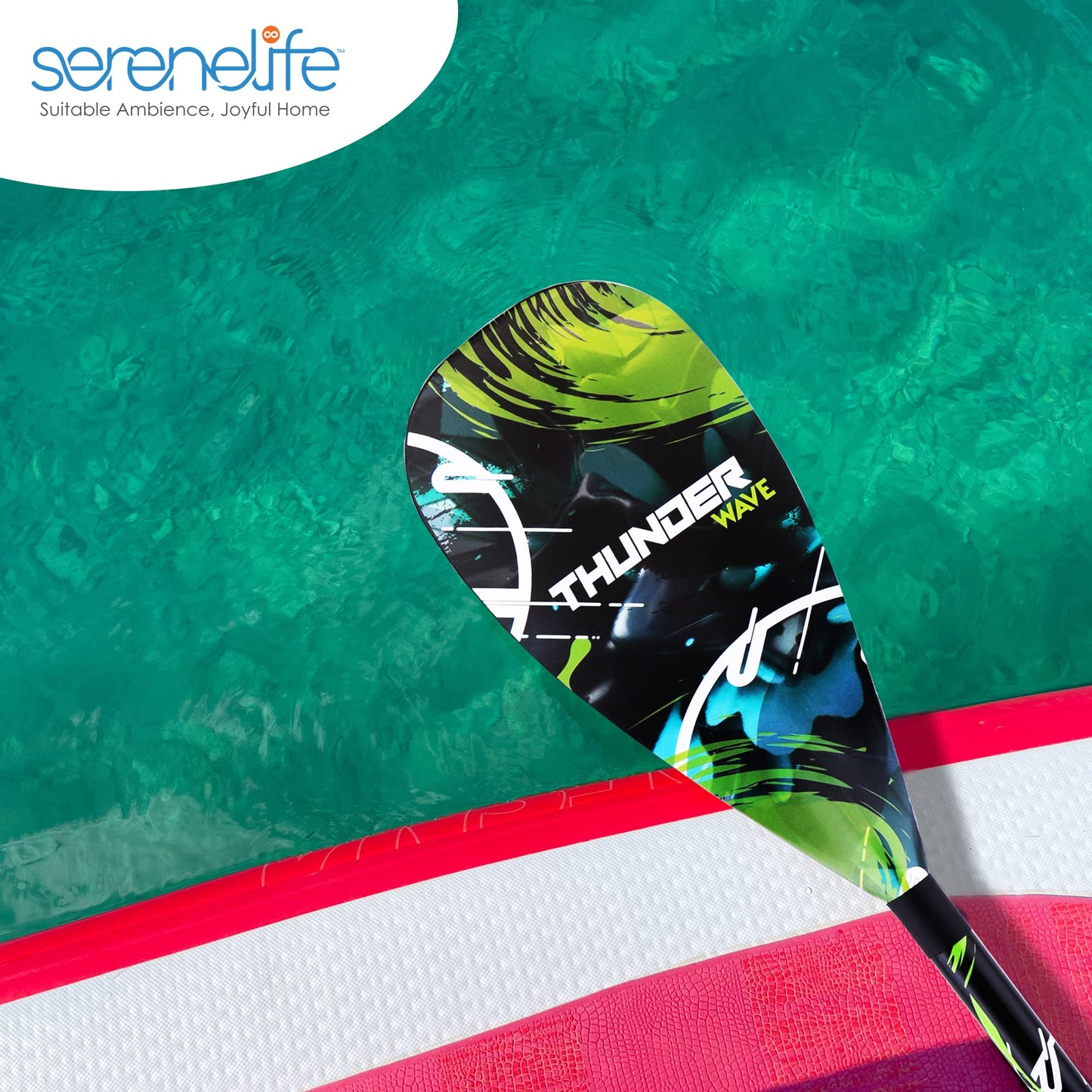 SereneLife Adjustable SUP Paddle - Adjustable 3-Piece Mix Carbonfiber Paddle, Lightweight & Comfortable to Use, Includes Carrying Bag w/ Zip and Handle, Comfortable Grip & Powerful Stroke