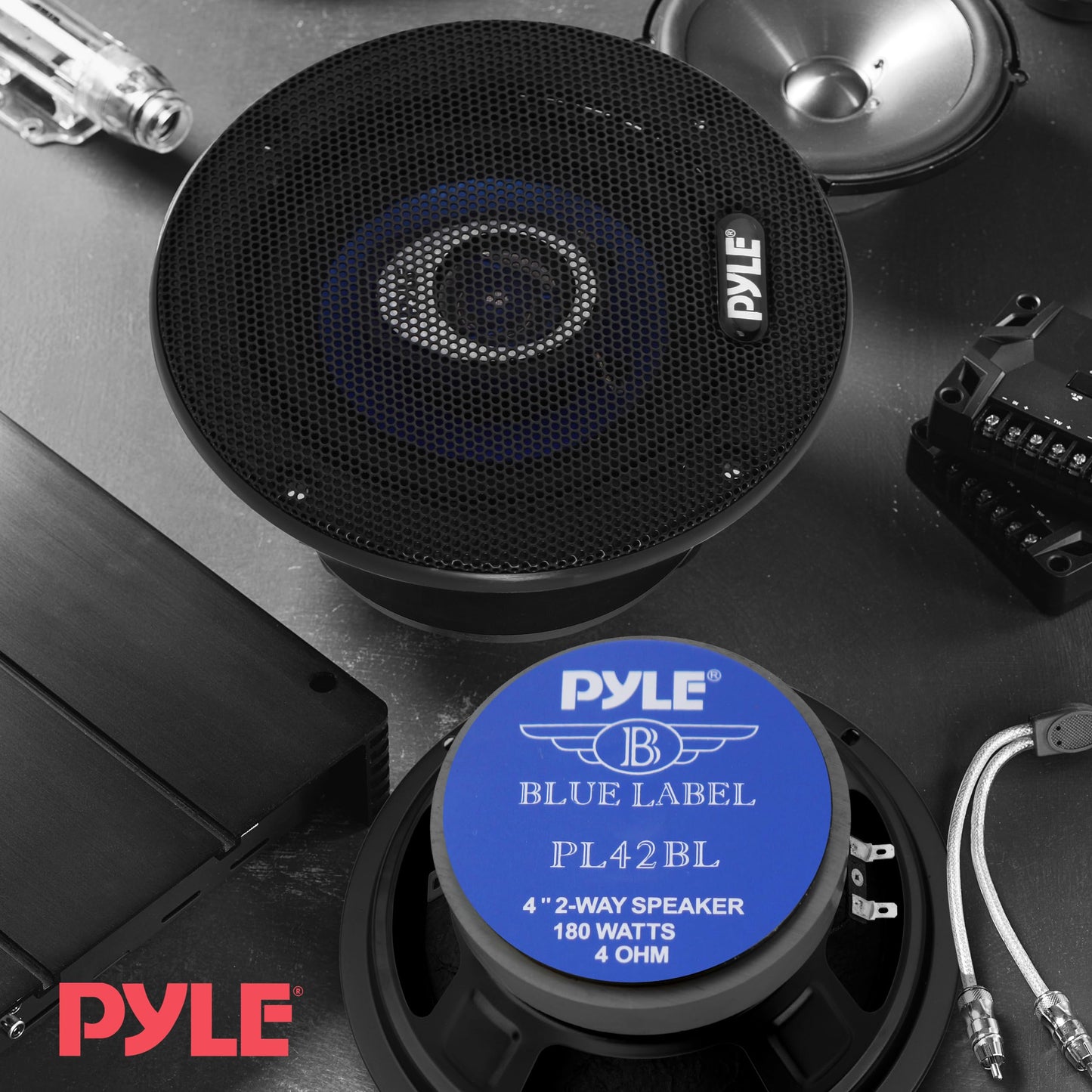 Pyle 5.25” Car Sound Speaker (Pair) - Upgraded Blue Poly Injection Cone 3-Way 200 Watt Peak w/Non-fatiguing Butyl Rubber Surround 100-20Khz Frequency Response 4 Ohm & 1" ASV Voice Coil