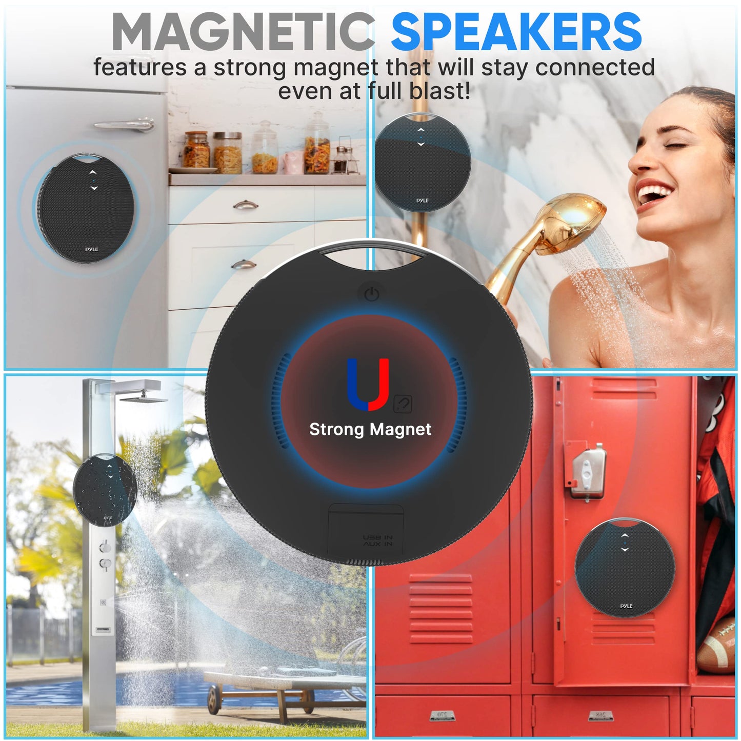Pyle Portable Bluetooth Speaker with Loud Crystal Clear Sound - Mini IPX7 Waterproof, Super Bass Speakers Bluetooth Wireless for Shower, Beach, Pool, Small Portable Speaker for Outdoor, Gift Ideas