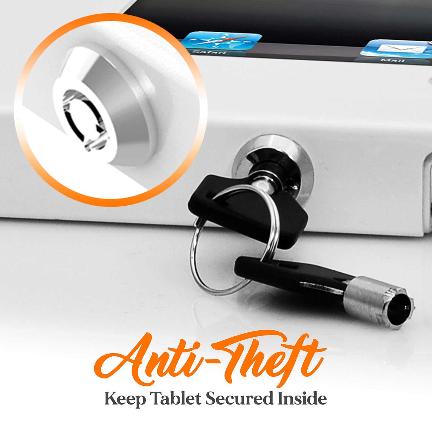 Pyle Anti-Theft Tablet Security Case Holder - 11 Inch Metal Heavy Duty Vesa Wall Mount Tablet Kiosk w/Lock and Key, Landscape/Portrait Mounting, for iPad 2, 3, 4, Air, Air 2 Tablets - PSPADLKW08W
