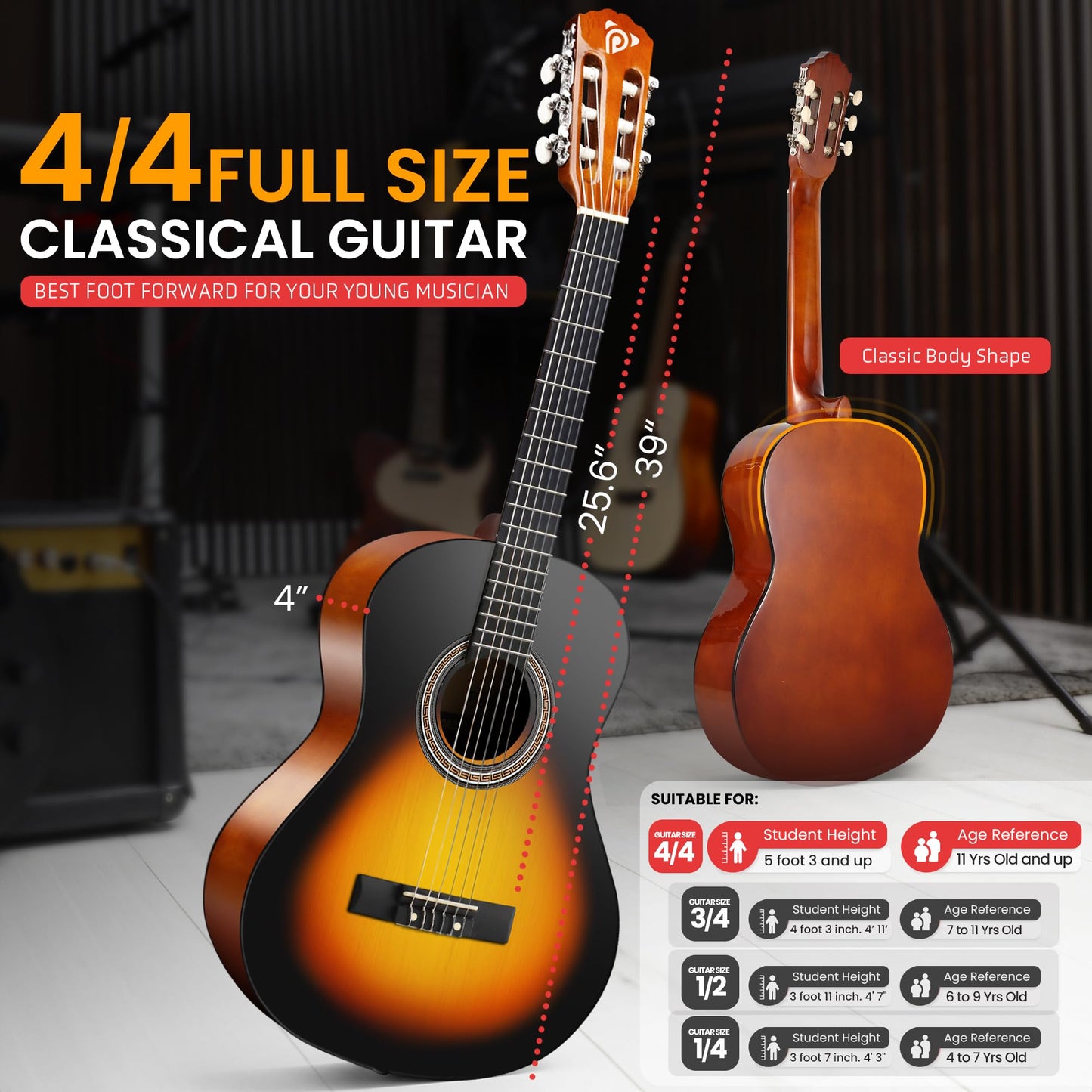 Pyle 6 String HOME_APPLIANCES, Right, Western Sunset, 36" (PGACMS90SBD)