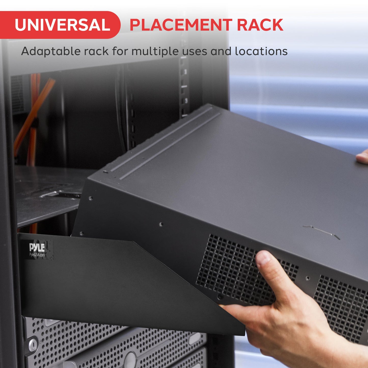 Pyle 19-Inch 2U Server, Vented Shelves for Good Air Circulation, Cantilever, Wall Rack, Universal Device, Cabinet Shelf, Computer Case Mounting Tray, Black (PLRSTN22U), 1 Unit