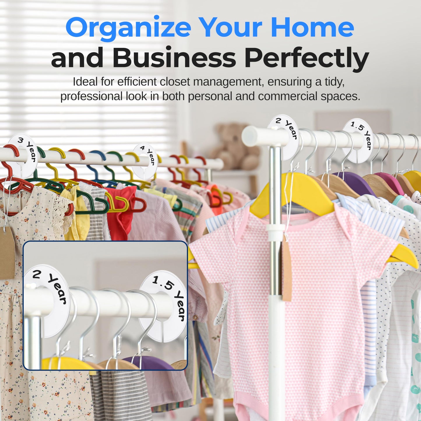 SereneLifeHome 10 Pieces White Plastic Round Hangers - Clothing Rack Size Dividers Closet Organizer/Dividers for Clothing Rack. All White with 1 Bonus Non-Washable Black Marker Pen - SLHASPLT34