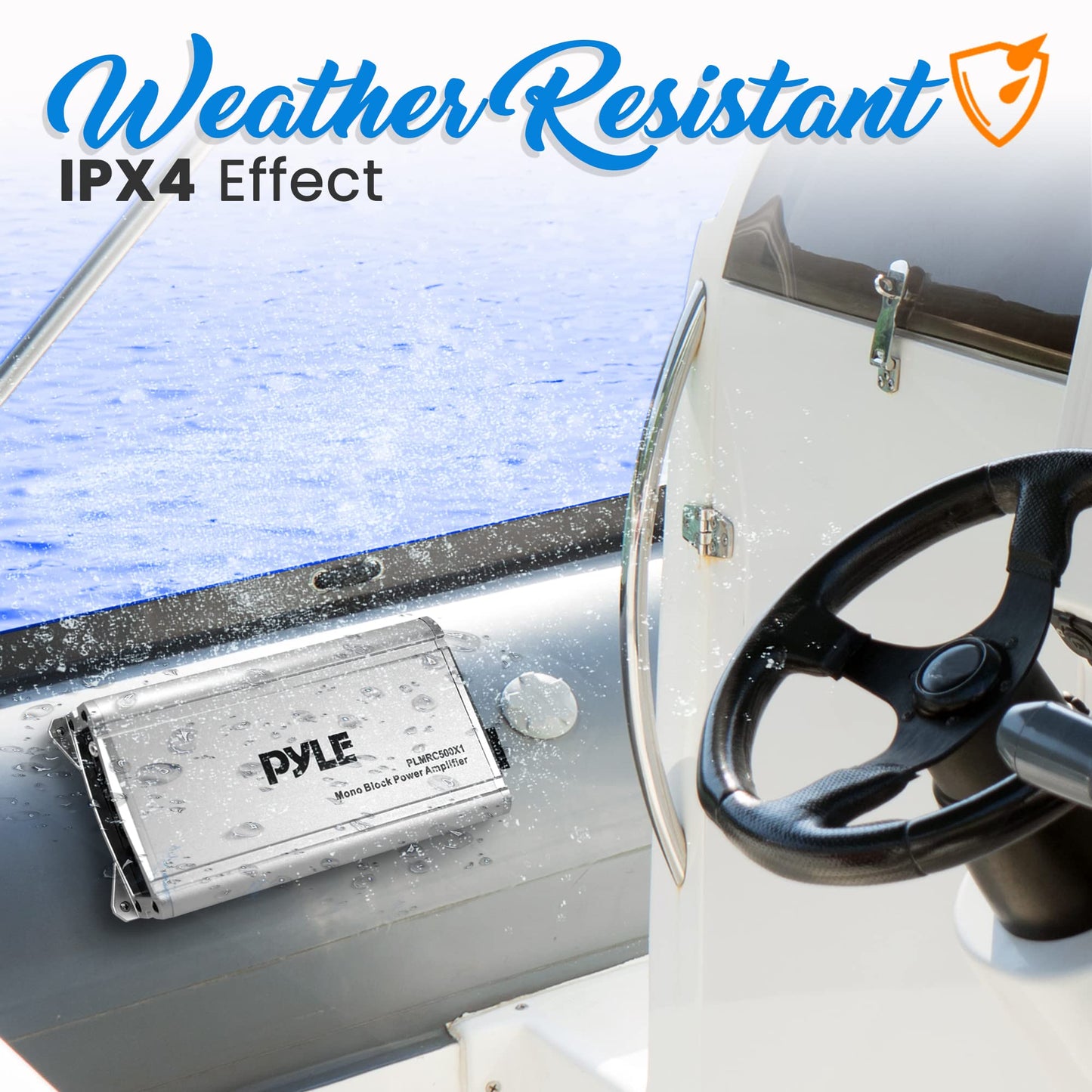 PyleUsa Mono Block Weather Resistant Audio Amplifier System, Class D Compact Designed Suit for Car, ATV, UTV, 4X4, Jeep, Motorcycle and Marine, and Any Other Weather Resistant Application