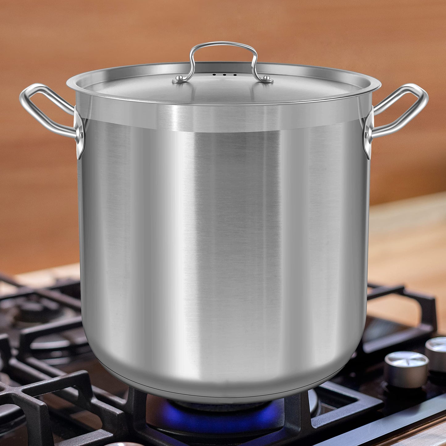 Nutrichef Stainless Steel Cookware Stockpot, 40 Quart Heavy Duty Induction Soup Pot With Stainless Steel Lid And Strong Riveted Handles, Even Heat Distribution, Compatible With Most Cooktops