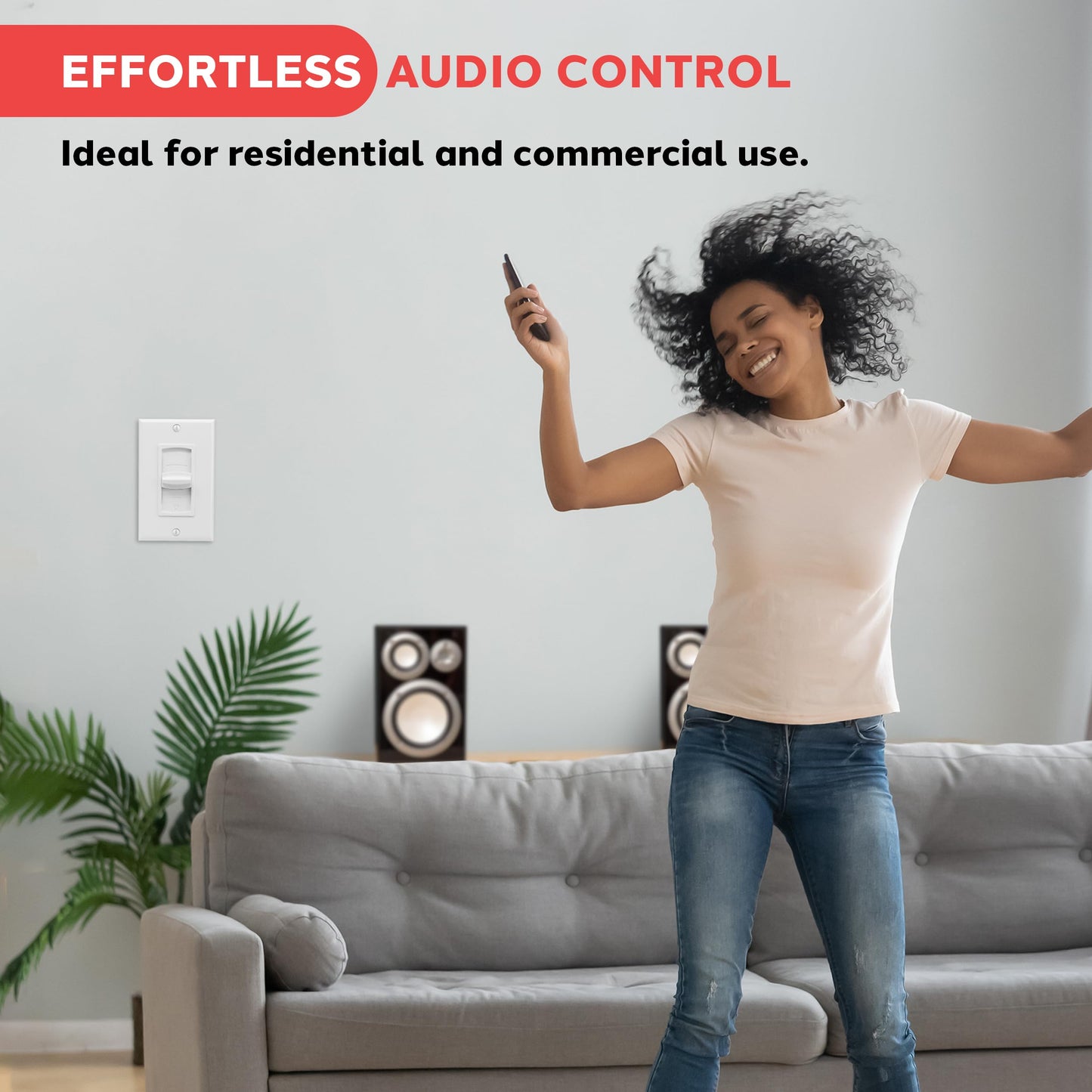 Pyle In Wall Speaker Volume Control - Home Audio Smart Speakers Stereo Controller Selector Switch Pod Box - In-Wall Vertical Sliding Control, For Home Theater Indoor or Outdoor Remote Speakers