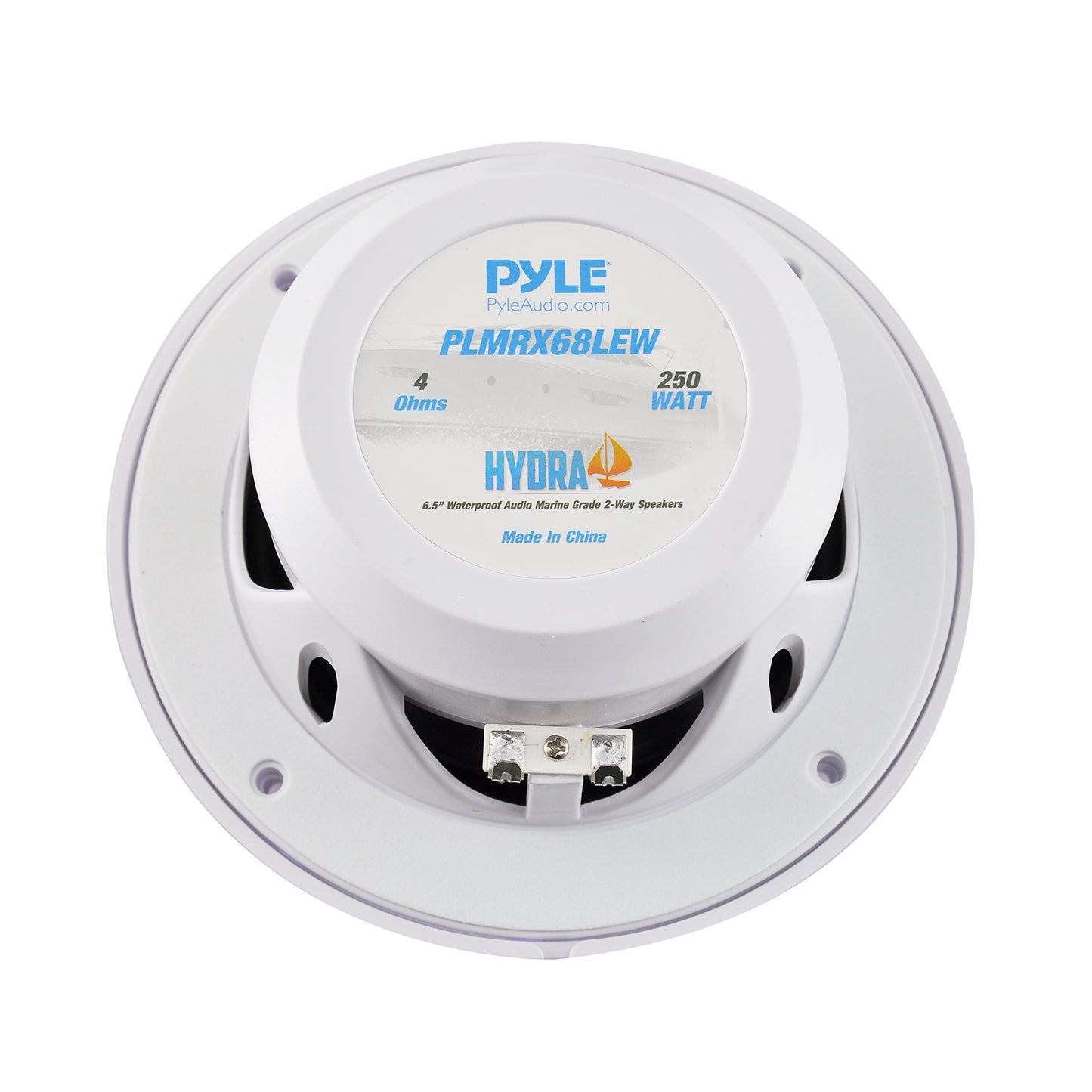 Pyle 6.5” Dual Waterproof Marine Speakers - 250W Outdoor Car/Boat Radio Stereo Speakers Waterproof/Weather Proof Marine Stereo Speakers System Pair- LED Light Mount Kit Speaker Wire Grill PLMRX68LEW