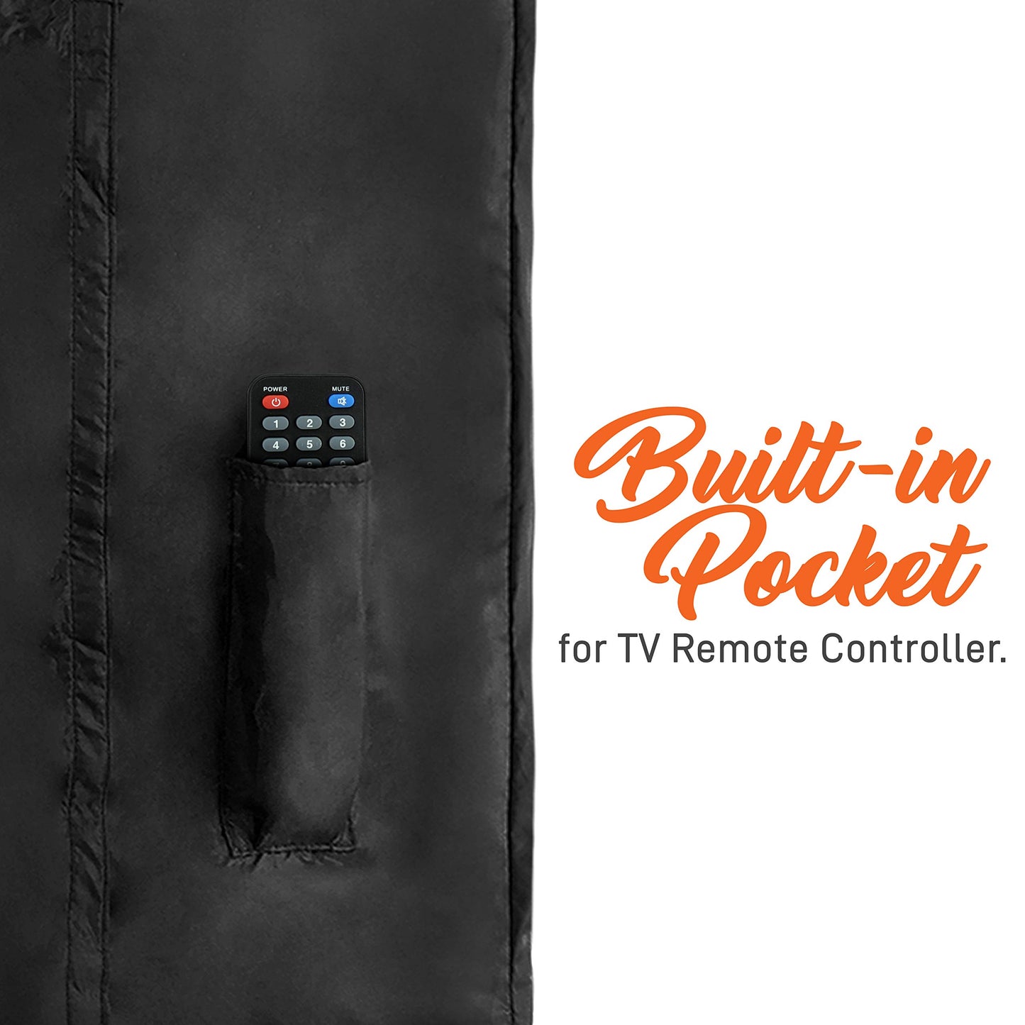 SereneLife Waterproof TV Cover for 30-32 inch TV – Indoor/Outdoor Weatherproof Television with Bottom Cover, Thick Fabric, Dustproof with Remote Control Pocket, Black