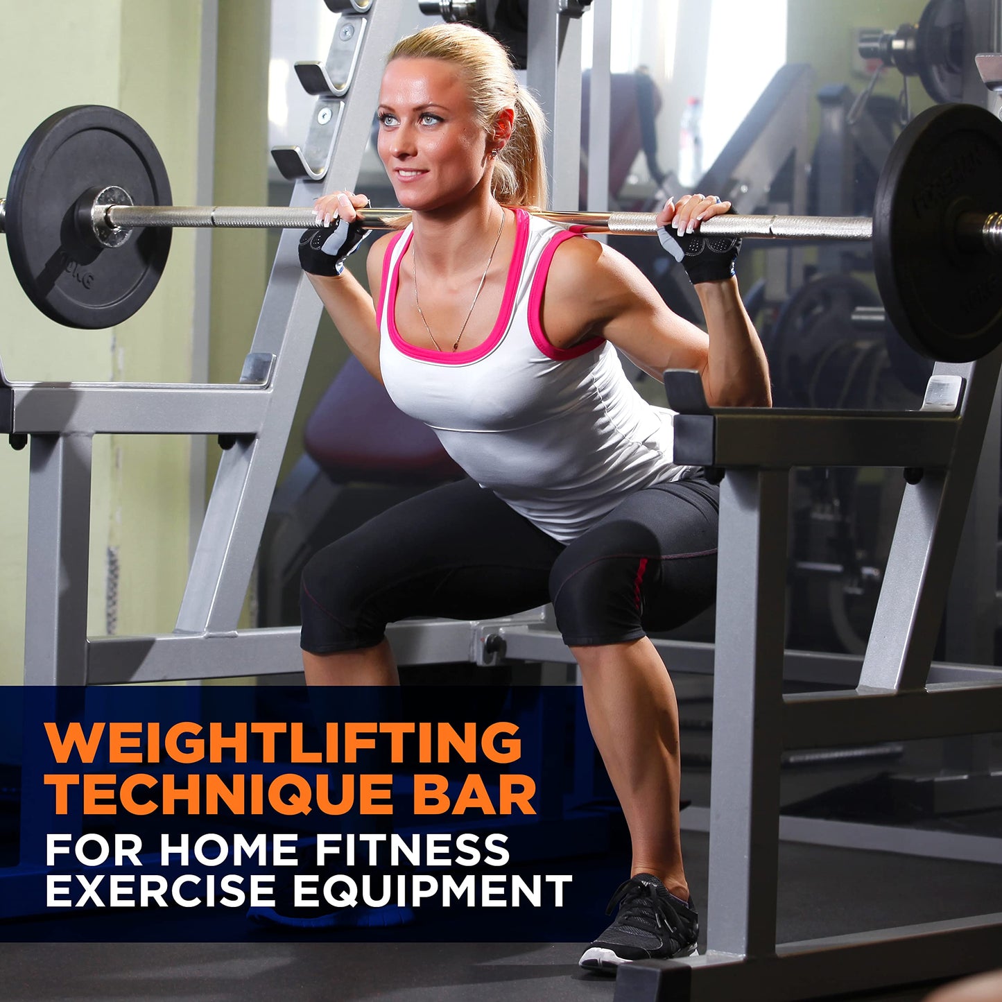 SereneLife Olympic Chrome Barbell Steel Bar, 7-Foot Weight Straight Solid Iron Weighted Workout Bar For Weightlifting, Power Lifting Strength Training Exercises, Perfect for Home Gym, 2 plastic clips