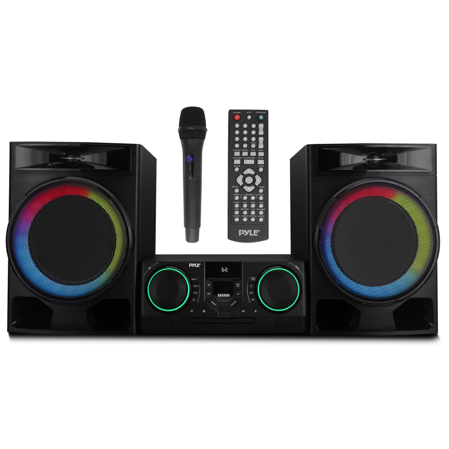 Pyle CD Stereo System with Bluetooth, MP3/DVD/CD Playback, Dual USB Recording CD Player with Speakers, Black Mini Stereo System with Subwoofer, FB Radio, 160W Digital Amplifier & Remote Control