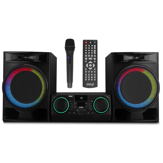 Pyle CD Stereo System with Bluetooth, MP3/DVD/CD Playback, Dual USB Recording CD Player with Speakers, Black Mini Stereo System with Subwoofer, FB Radio, 160W Digital Amplifier & Remote Control