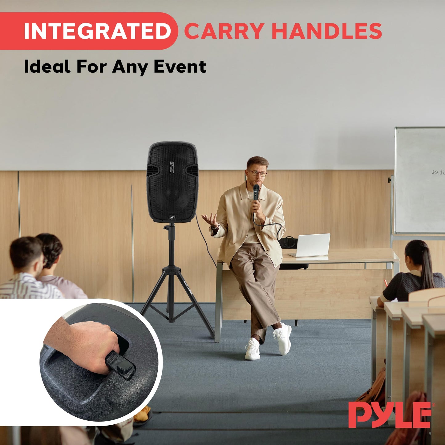 Pyle PPHP155ST Wireless Portable PA Speaker System - 1500W High Powered Bluetooth Compatible Active Outdoor Sound Speakers w/ USB SD MP3 RCA - 35mm Mount, Stand, Microphone, Power Cable, Black, 15"