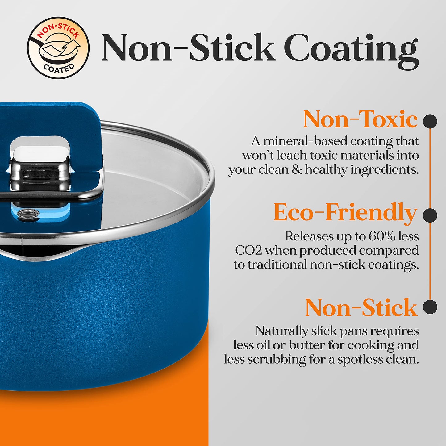 NutriChef Saucepan Pot with Lid-Non-Stick Stylish Kitchen Cookware with Foldable Knob, 3.1 Quart, Works with Model: NCCWSTKBUL (Blue), One Size