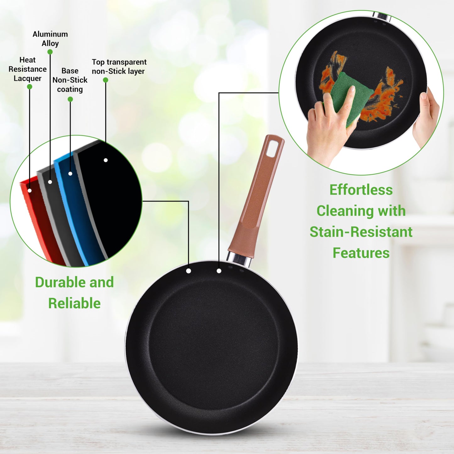 NutriChef 13 Pcs. Nonstick Kitchen Cookware PFOA/PFOS-Free Heat Resistant Kitchenware Set w/Saucepan, Frying Pans, Cooking Pots, Casserole, Lids, & Utensils, Brown, NCCWA13BR