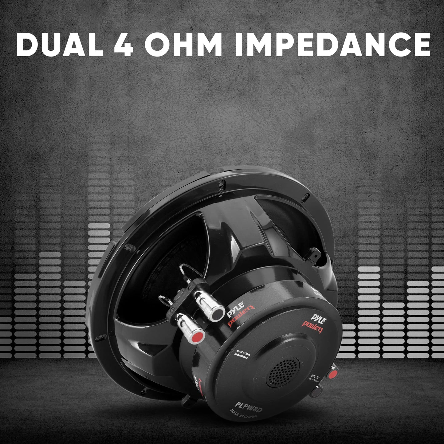 Pyle Car Subwoofer Audio Speaker - 8in Non-Pressed Paper Cone, Black Plastic Basket, Dual Voice Coil 4 Ohm Impedance, 800 Watt Power and Foam Surround for Vehicle Stereo Sound System - PLPW8D
