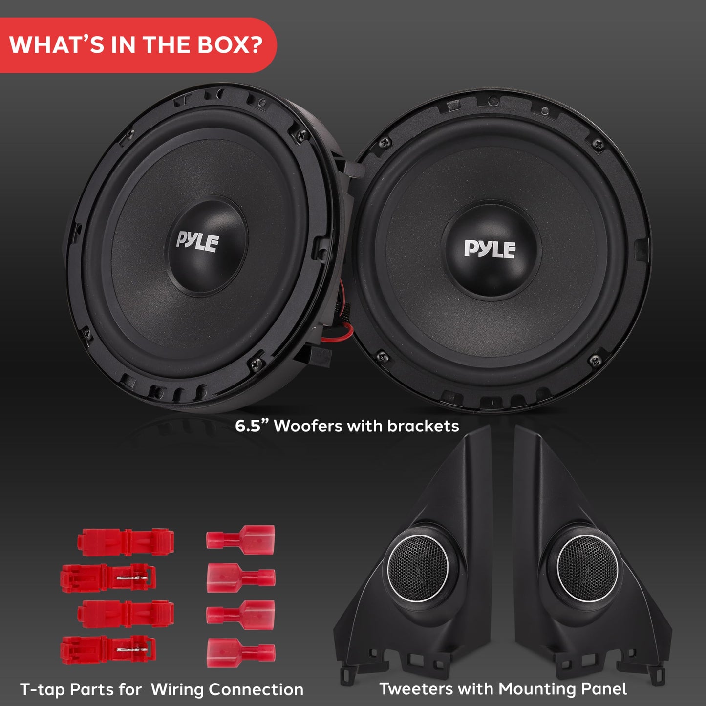 Pyle 2 Way Component Stereo Speaker System for 2006 and Up Honda Civic Vehicles, 300 Watt, 4 Ohm Impedance Two Way Audio Kit, 6.5” Woofers, 1” Tweeters, Butyl Rubber Surrounds, KSV Voice Coils