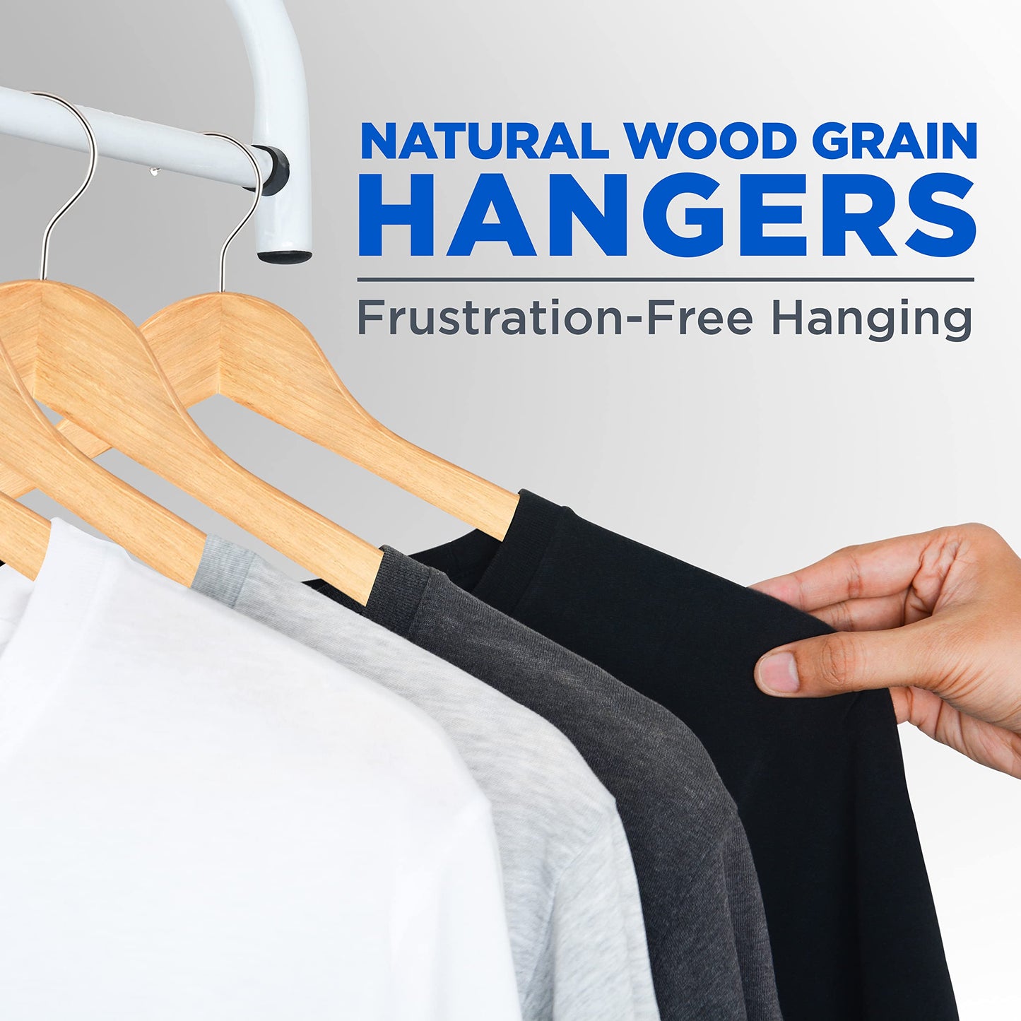 SereneLife 10-Pack Wooden Coat Hangers – Durable Suit Hangers with 360° Swivel Hook & Notches – Slim Design for Sweater, Shirts, Jackets, Dresses, and More