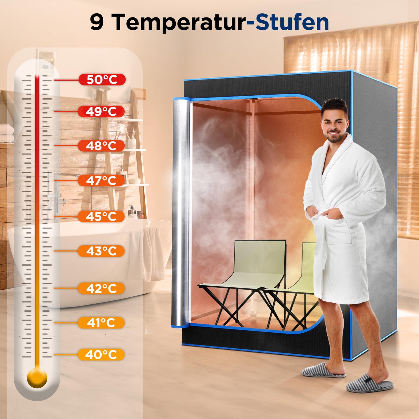 SereneLife Portable Sauna for Home, 2 Person Steam Sauna Tent with 4L Steamer, 2 Folding Sauna Chairs, Remote Control In-Home Spa, 71"x47" - inches (Black)