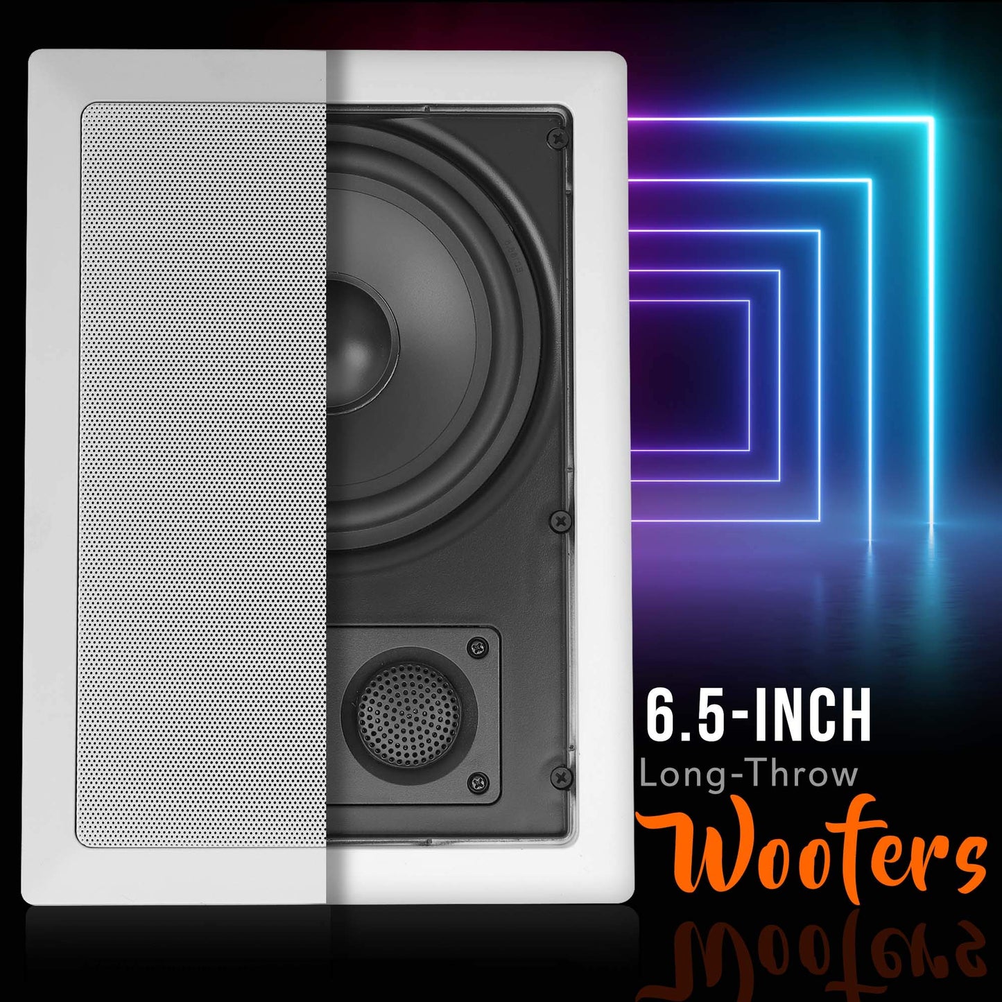 Pyle Ceiling Wall Mount Enclosed Speaker - 400 Watt Stereo In-wall / In-ceiling 6.5" Enclosed Full Range Deep Bass Speaker System - 50Hz-20kHz Frequency Response, 4-8 Ohm, Flush Mount - PDIW87 White