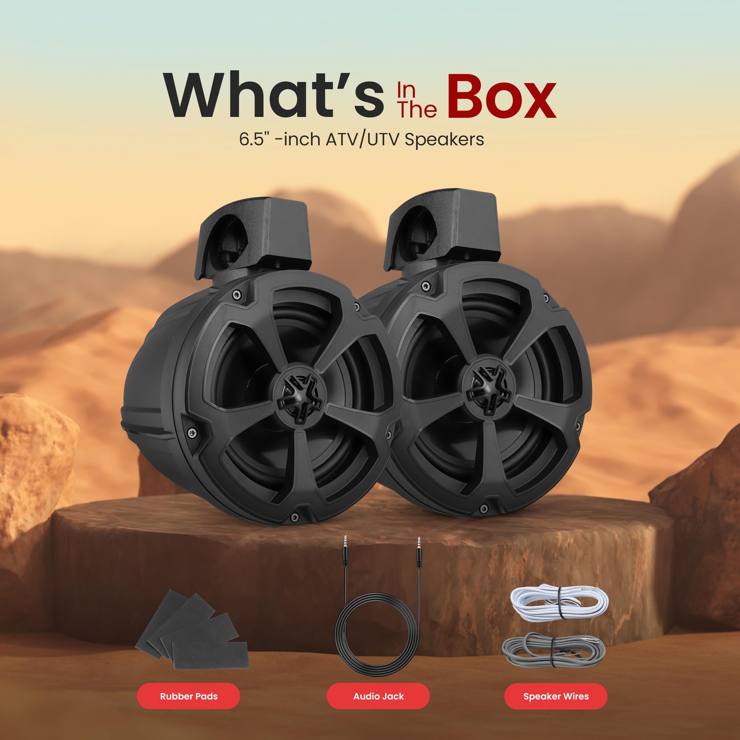 Pyle Water-Resistant Marine Off Road Speakers - UTV Compact PowerSport Vehicle Passive Speaker System 1200 Watt Peak, Compact, High-Powered Output