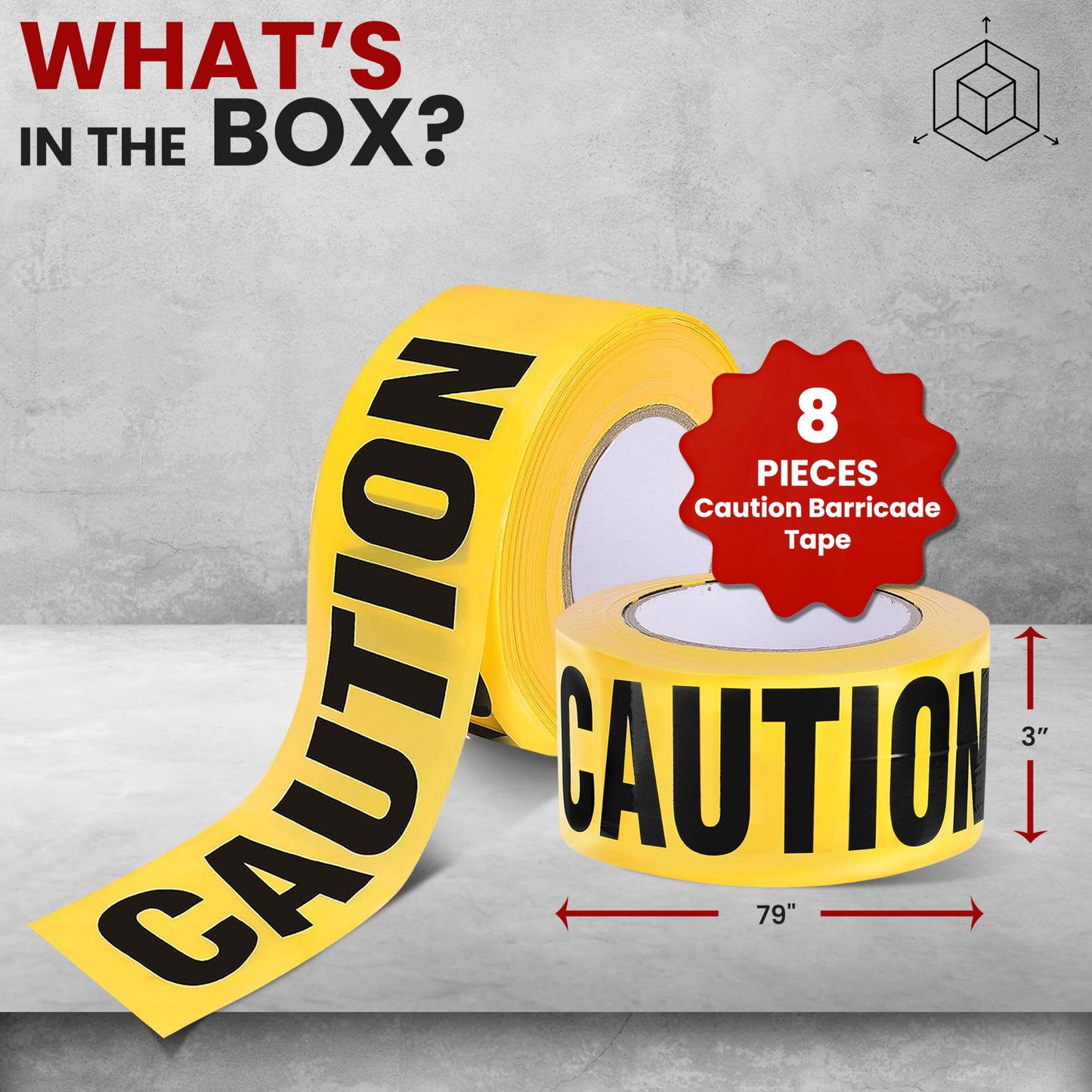 Pyle 8 Pieces Yellow Caution Tape Set - 656 Foot Long Tape Roll Suitable for a Wide Range of Applications, Including Roadworks, Events, and Hazardous Areas