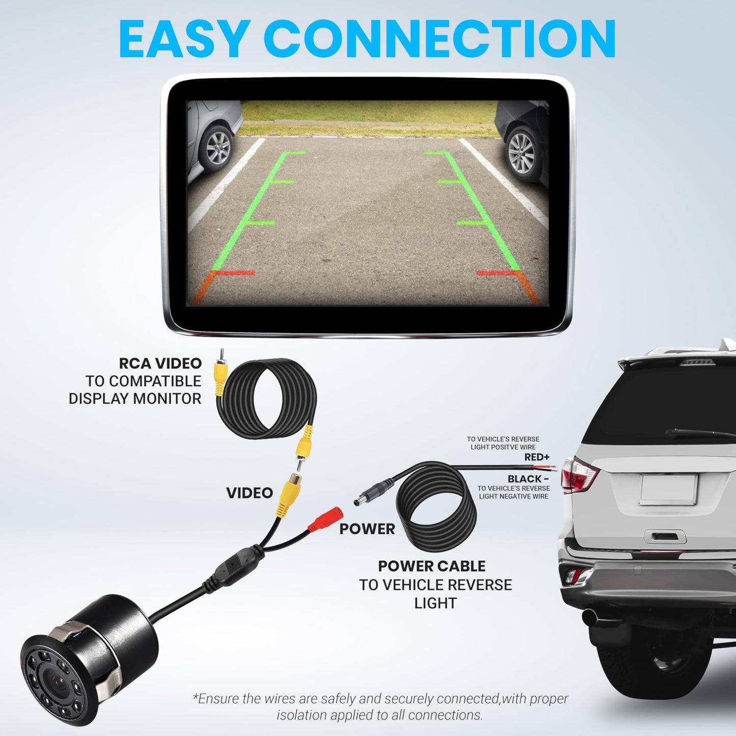 Pyle PLCM12 Rearview Backup Parking Assist Camera (Waterproof Night Vision Cam, Distance Scale Line Display, Flush Mount)