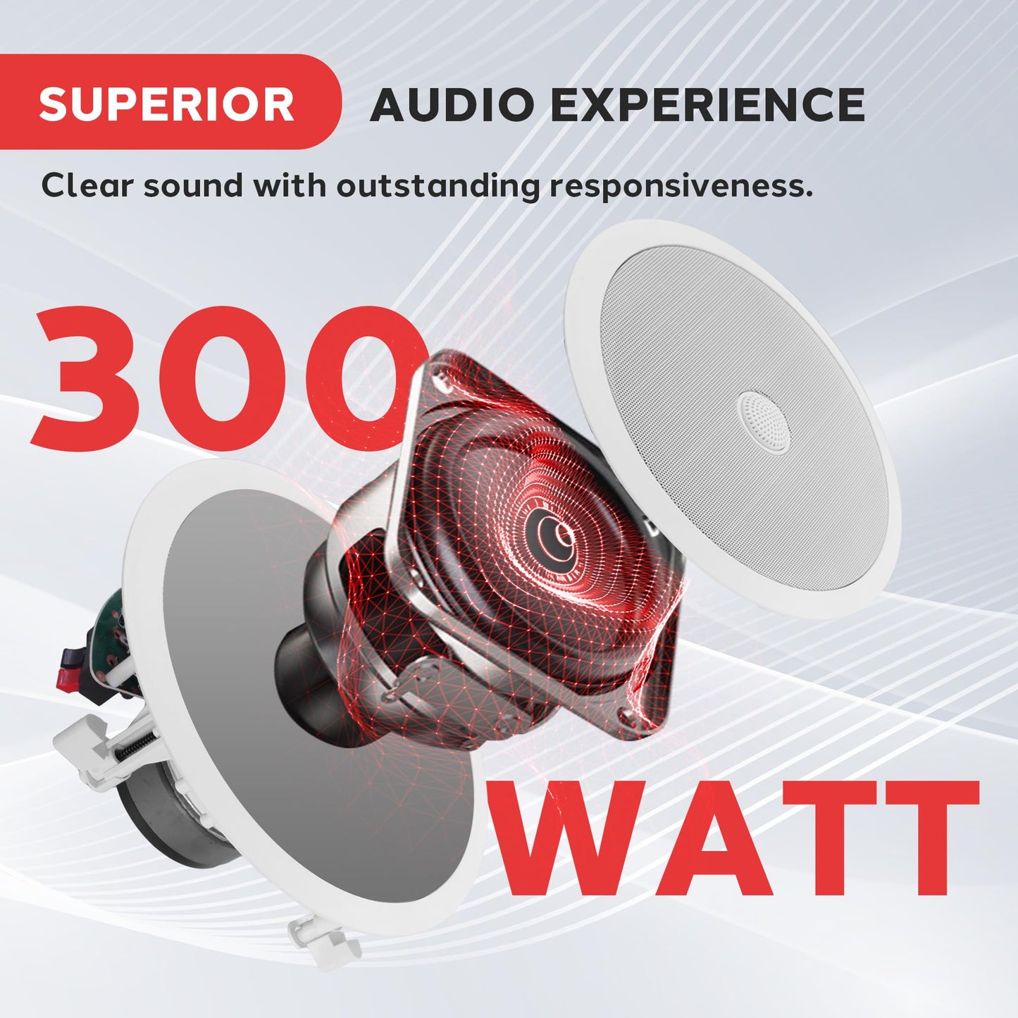 Pyle 8” Ceiling Wall Mount-Pair Of 2-Way Midbass Woofer Speaker Directable 1” Titanium Dome Tweeter Flush Design W/ 55Hz-22kHz Frequency Response & 300 Watts Peak Easy Installation- Pyle PDIC80,White