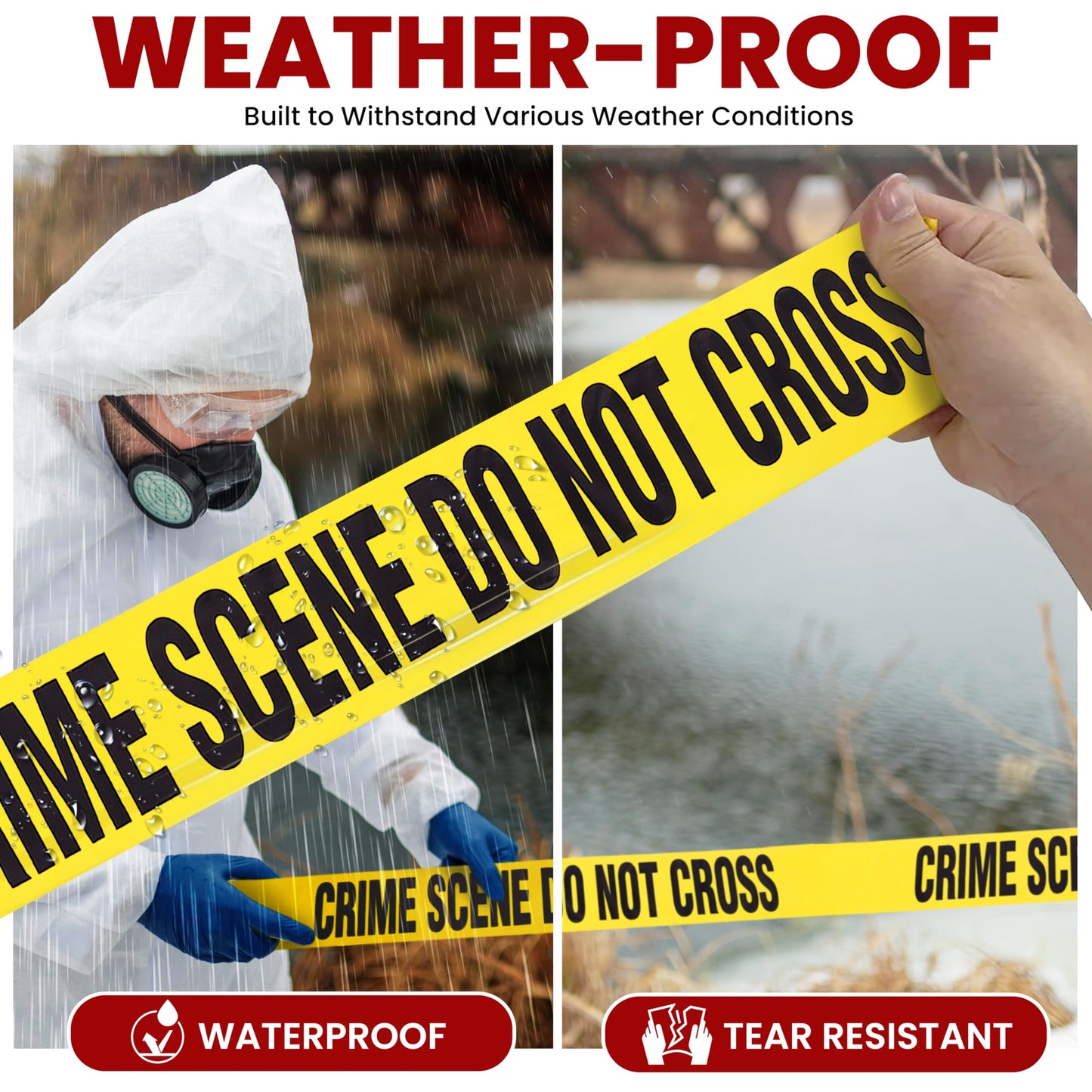 Pyle 8 Pieces Yellow Crime Scene Do Not Cross Tape Set - 656 Foot Long Tape Roll Suitable for a Wide Range of Applications, Including Roadworks, Events, and Hazardous Areas