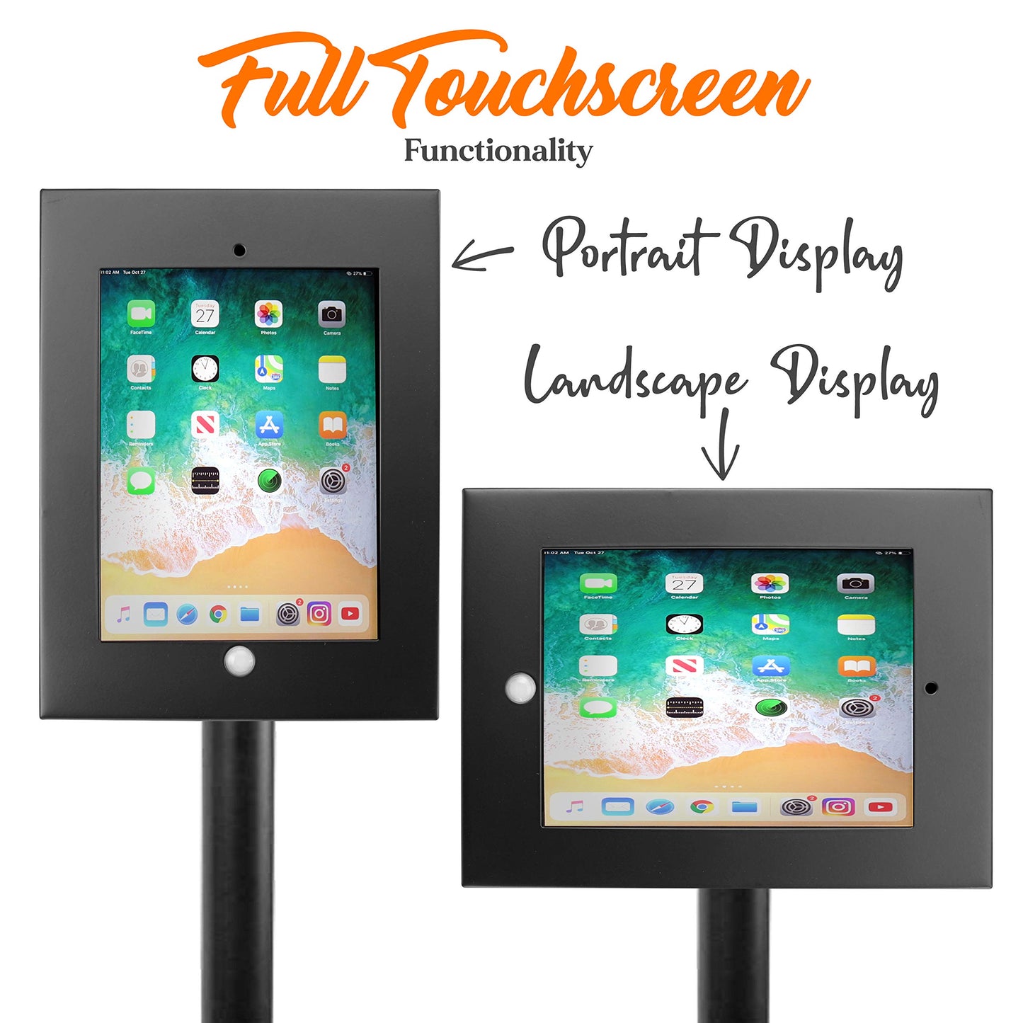 Pyle Anti-Theft Tablet Security Stand Kiosk - Heavy Duty Aluminum Metal Floor Standing Mount Tablet Case Holder Display w/ 37.80 Inch Pole Height, Designed for iPad 2 3 4 Air Tablets -PSPADLK45 Black