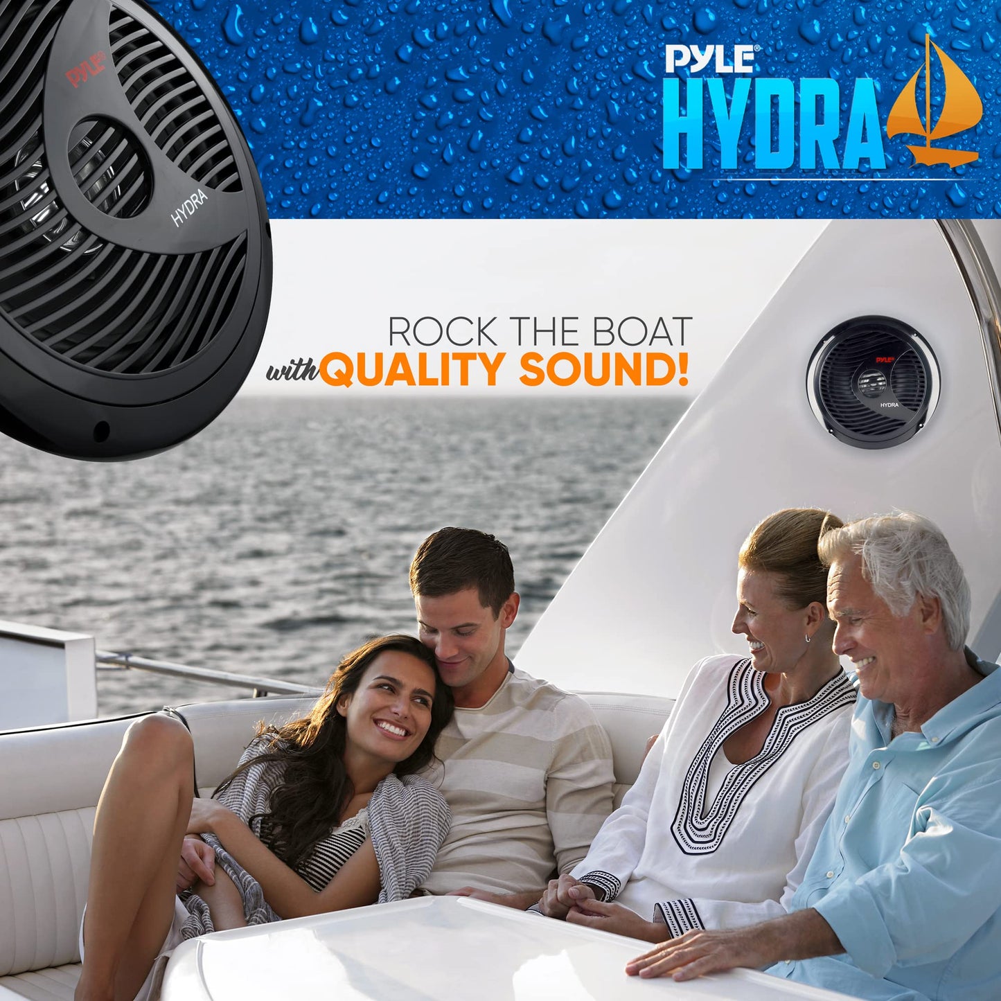 Pyle Marine Speakers, Boat Speakers, Marine Speaker - Dual 180W 4 Ohm, Waterproof, PP Cone, Rubber Surround, 20 Oz Magnet, 1.5" Voice Coil, Includes Speaker Wire & Mounting Hardware