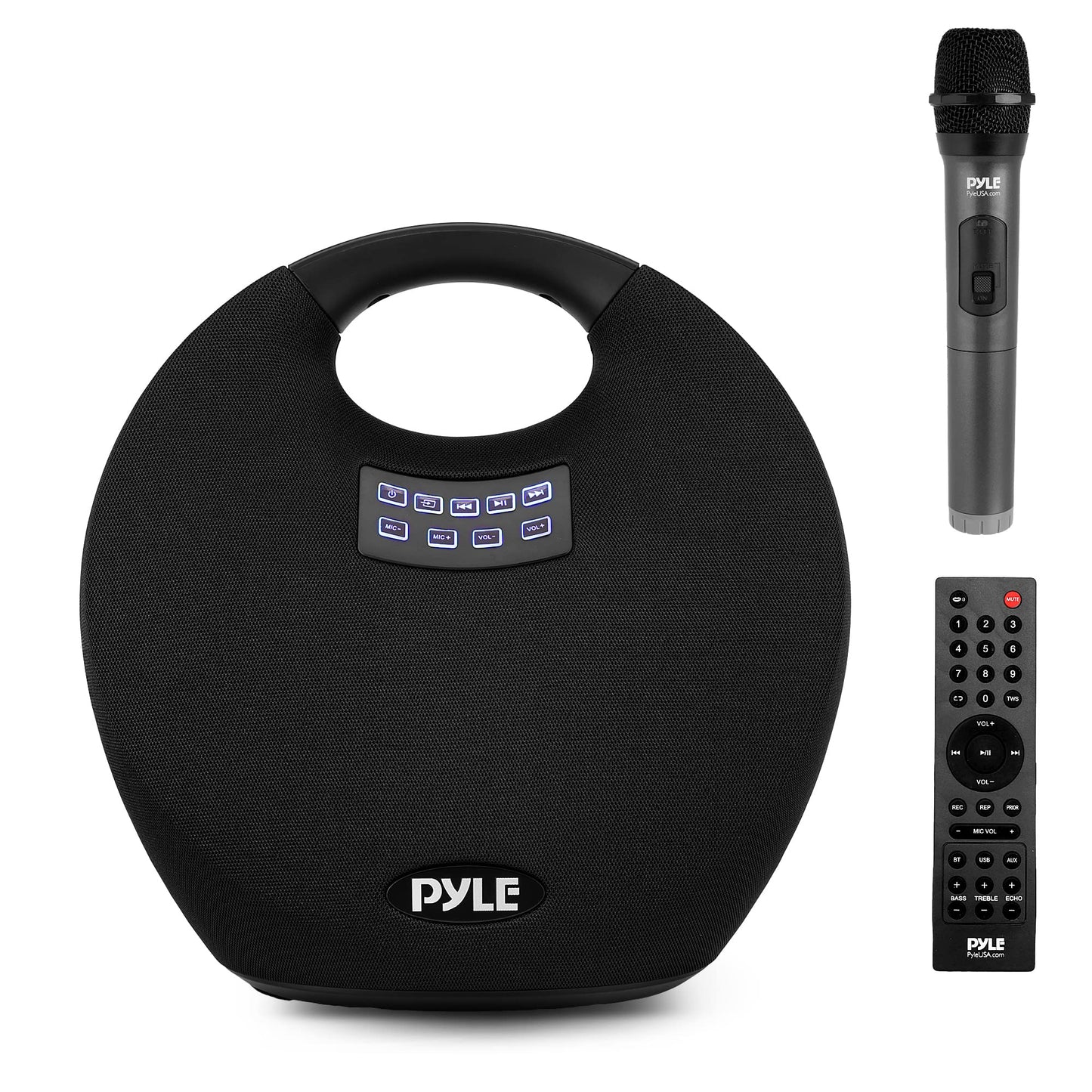 Pyle Wireless Portable Bluetooth Speaker, with Built in Rechargeable Battery, Wireless Microphone, Clear Surround Sound, 220 Watt Waterproof Speaker for Indoor and Outdoor Activities