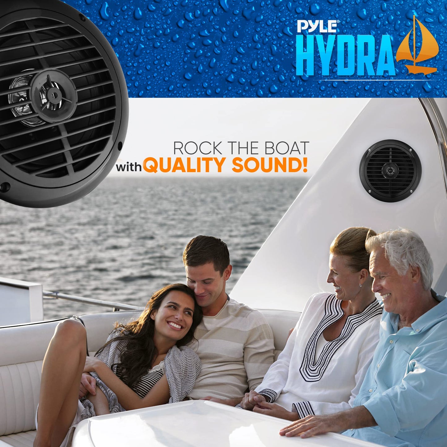 Pyle 6.5 Inch Dual Marine Speakers - 2 Way Waterproof and Weather Resistant Outdoor Audio Stereo Sound System with 120 Watt Power, Polypropylene Cone and Cloth Surround - 1 Pair - PLMR67B (Black)
