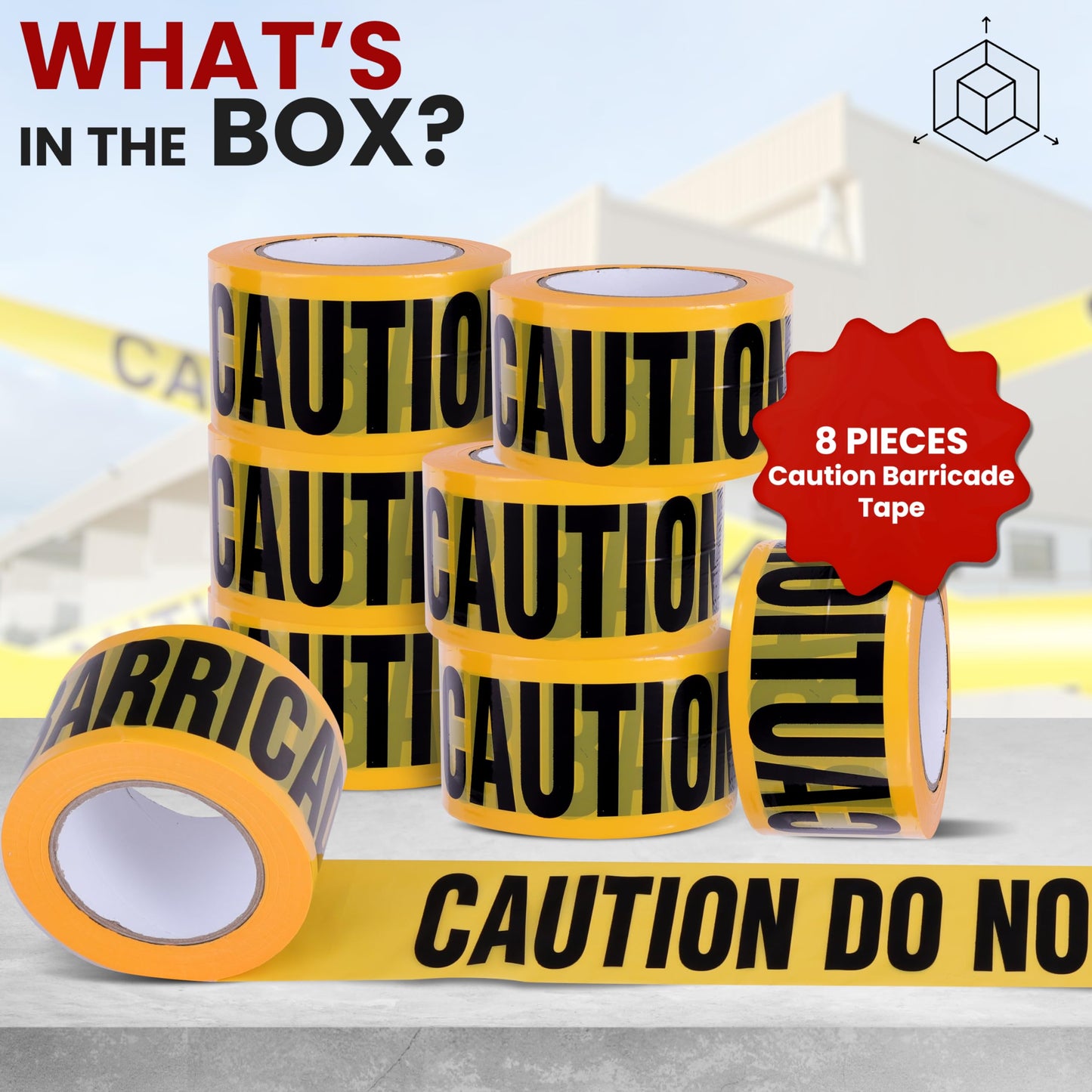 pyle Caution Tape Yellow, Caution Do Not Enter” 200 Meter Roll of Non-Adhesive Safety Barricade Warning Tape, Highly Durable & Visible for Indoor/Outdoor Use 8 pc