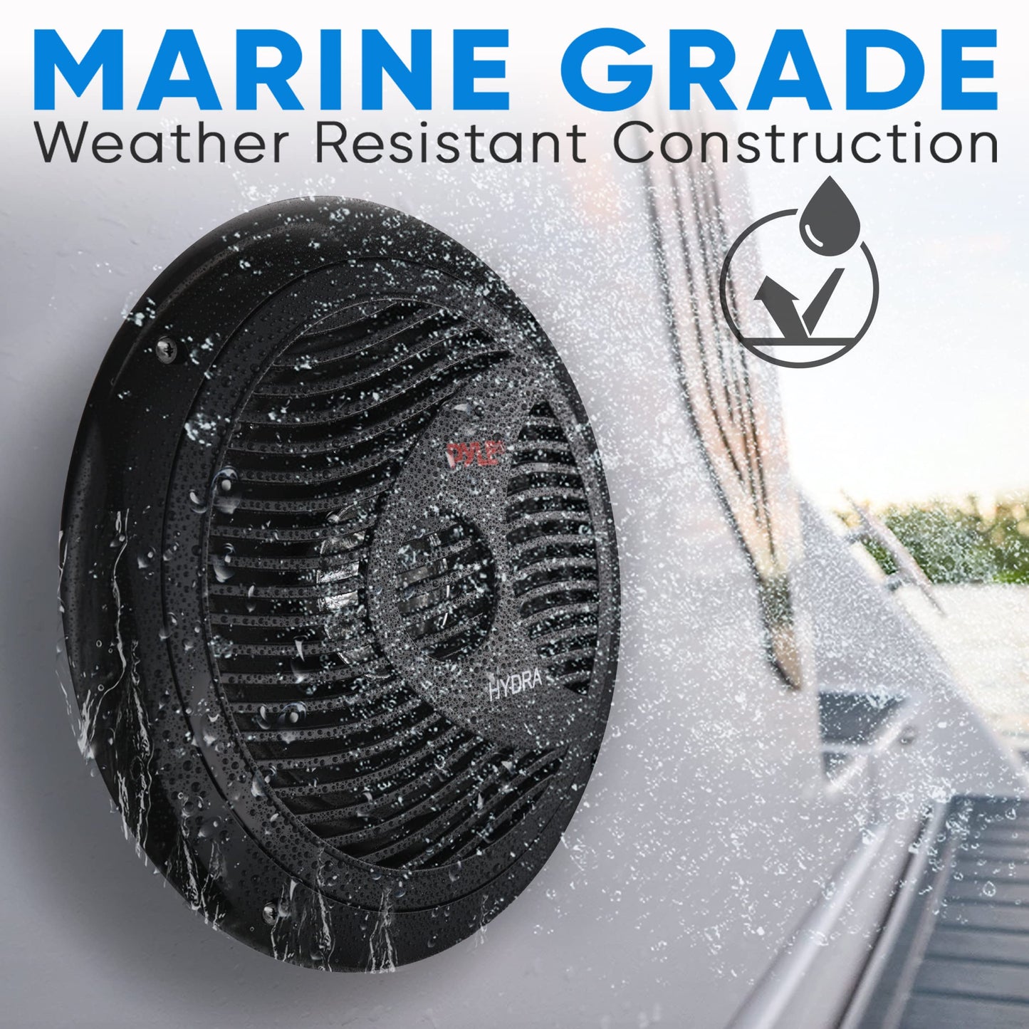 Pyle Marine Speakers, Boat Speakers, Marine Speaker - Dual 180W 4 Ohm, Waterproof, PP Cone, Rubber Surround, 20 Oz Magnet, 1.5" Voice Coil, Includes Speaker Wire & Mounting Hardware