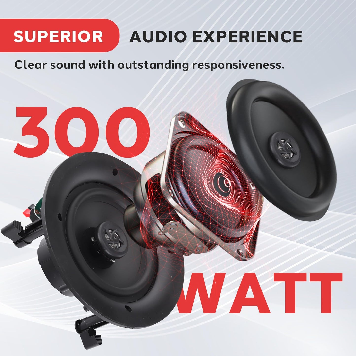 Pyle 10” Ceiling Wall Mount Speakers - Pair of 2-Way Full Range Sound Stereo Speaker Audio System Flush Design w/ Electronic Crossover Network 35Hz-20kHz Frequency Response & 300 Watts Peak PDIC106