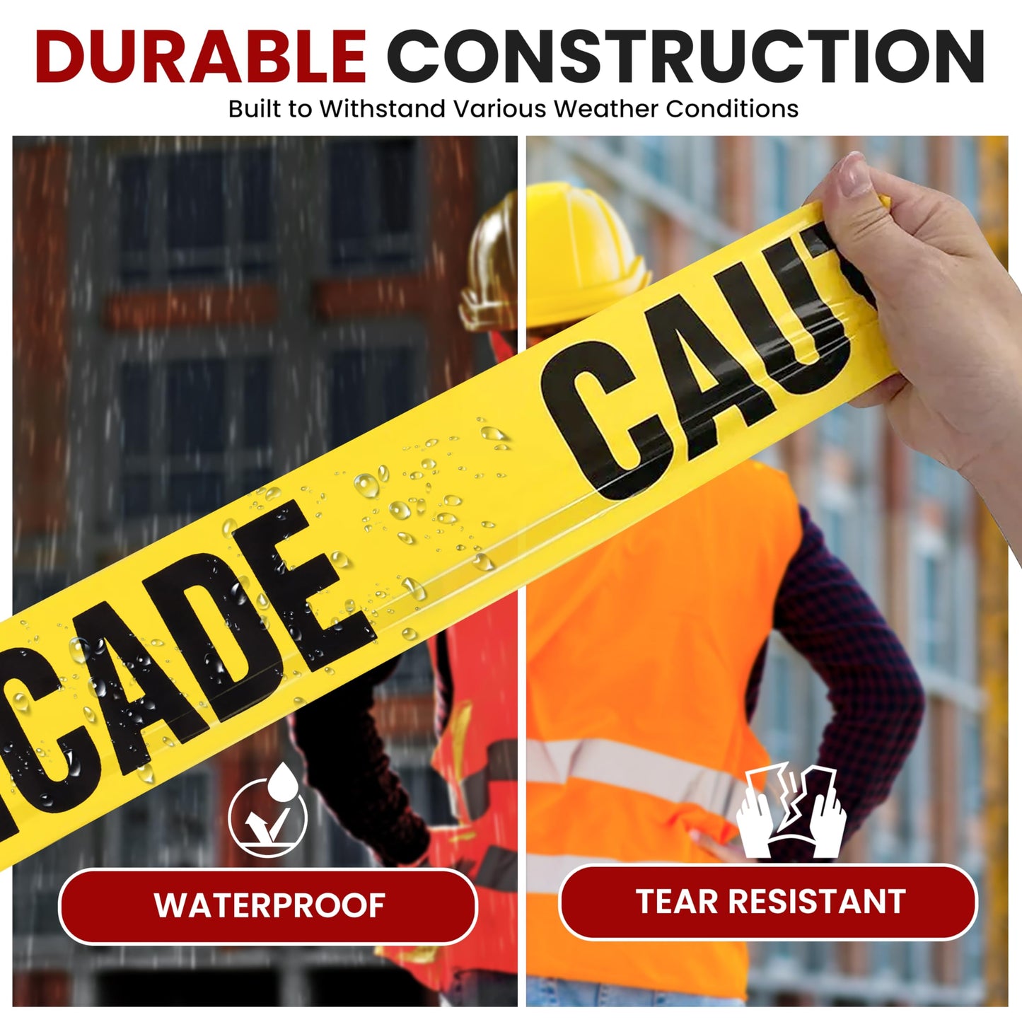 Pyle Caution Tape Yellow, "Caution Do Not Enter” 200 Meter Roll of Non-Adhesive Safety Barricade Warning Tape, Highly Durable & Visible for Indoor/Outdoor Use 4 pc