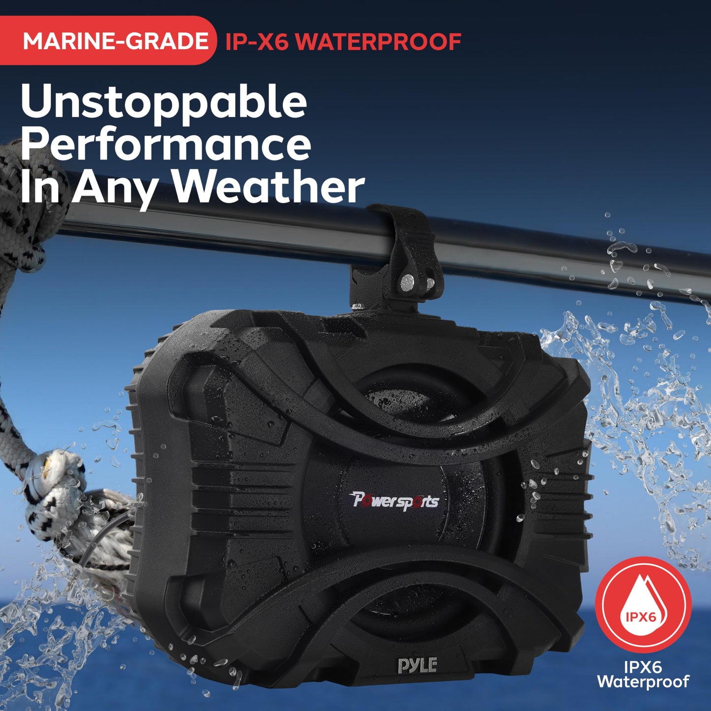 Pyle 10 Inch Subwoofer System - 400 Watts Powered Subwoofer for Marine & Powersports, Quick-Mount, Water Resistant Vehicle System, Weatherproof Housing, Designed for UTVs & Boats
