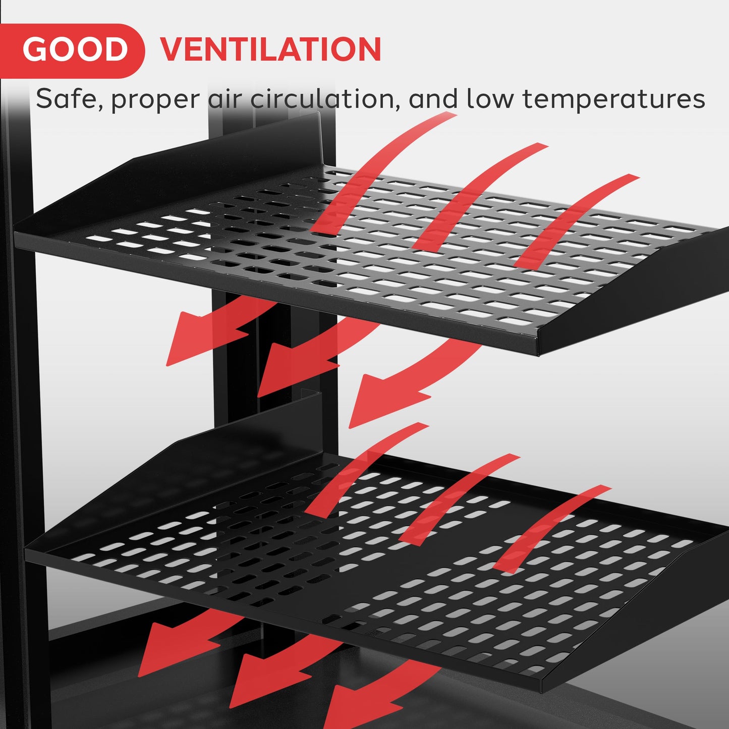 Pyle 19-Inch 1U+2U Server Rack Shelves - Universal Mounting Tray for Computer Racks & Cabinets, Wall Mount Compatible, Ventilated Design for Air Circulation, Black Computer Case,110lbs Weight Capacity