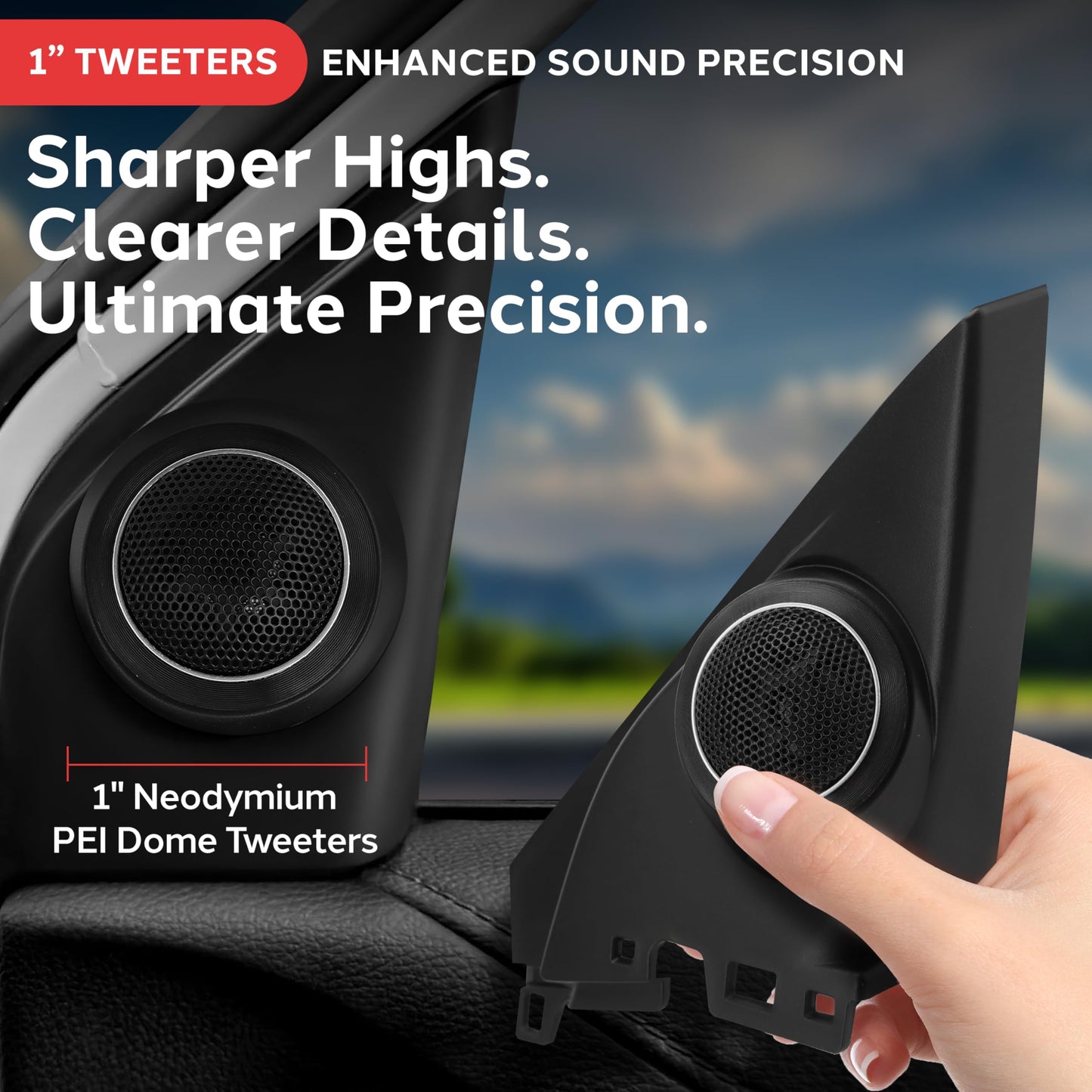 Pyle 2 Way Component Stereo Speaker System for 2006 and Up Honda Civic Vehicles, 300 Watt, 4 Ohm Impedance Two Way Audio Kit, 6.5” Woofers, 1” Tweeters, Butyl Rubber Surrounds, KSV Voice Coils