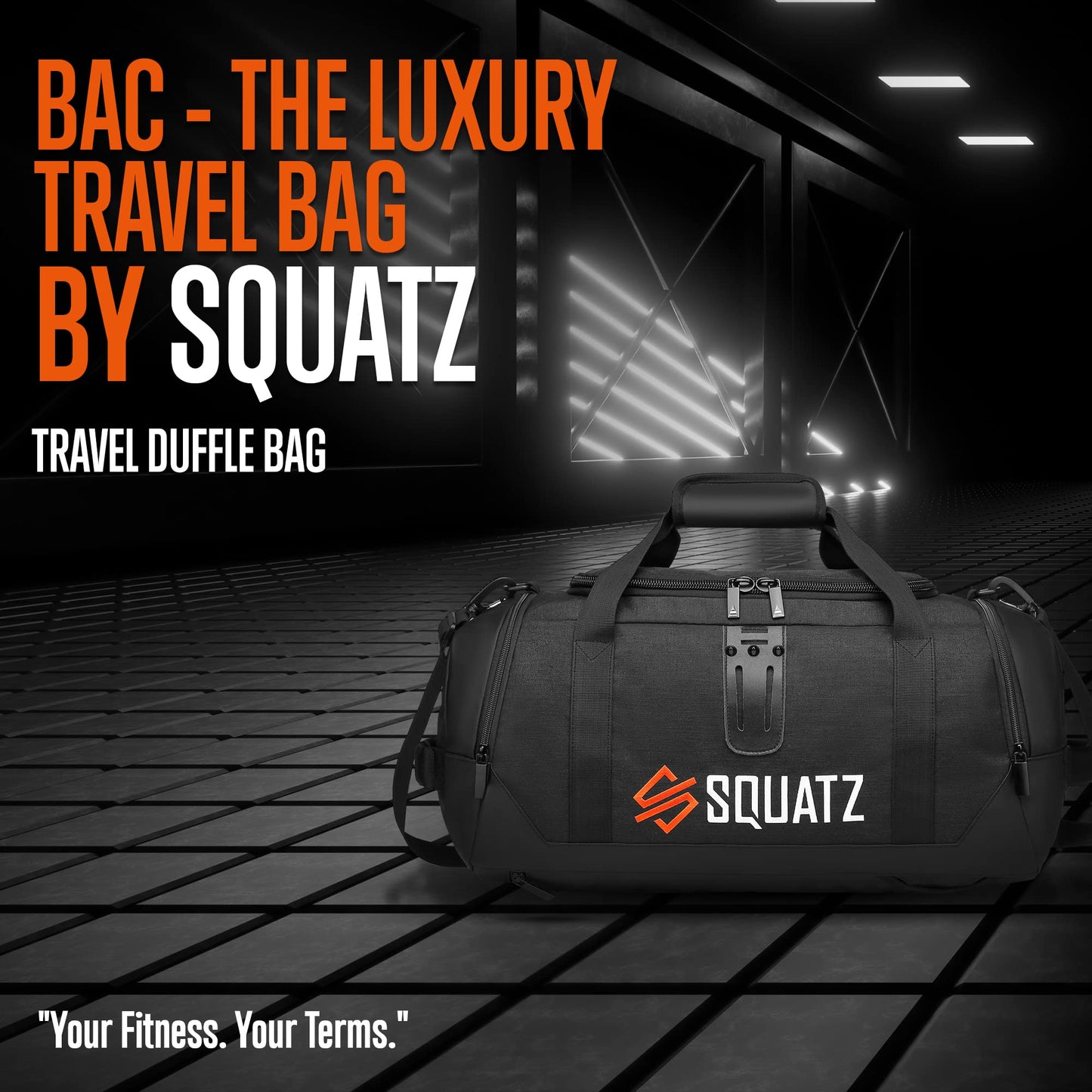 SQUATZ Gym Bag for Men and Women Sports 50L Duffle Bag Travel Backpack Weekender Overnight Backpack with Spacious Shoes Compartment Adjustable and Removable Shoulder Strap Workout, Multiple Pockets