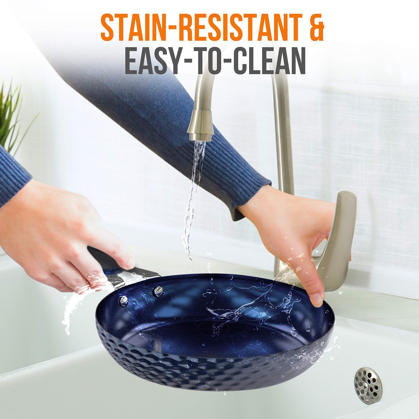 NutriChef 8''Durable Small Fry Pan Non-stick High-Qualified Kitchen Cookware,Induction compatible PTFE/PFOA/PFOS-Free Heat Resistant Lacquer Kitchen Ware,Compatible with Model: NCCW11DS,One size, Blue