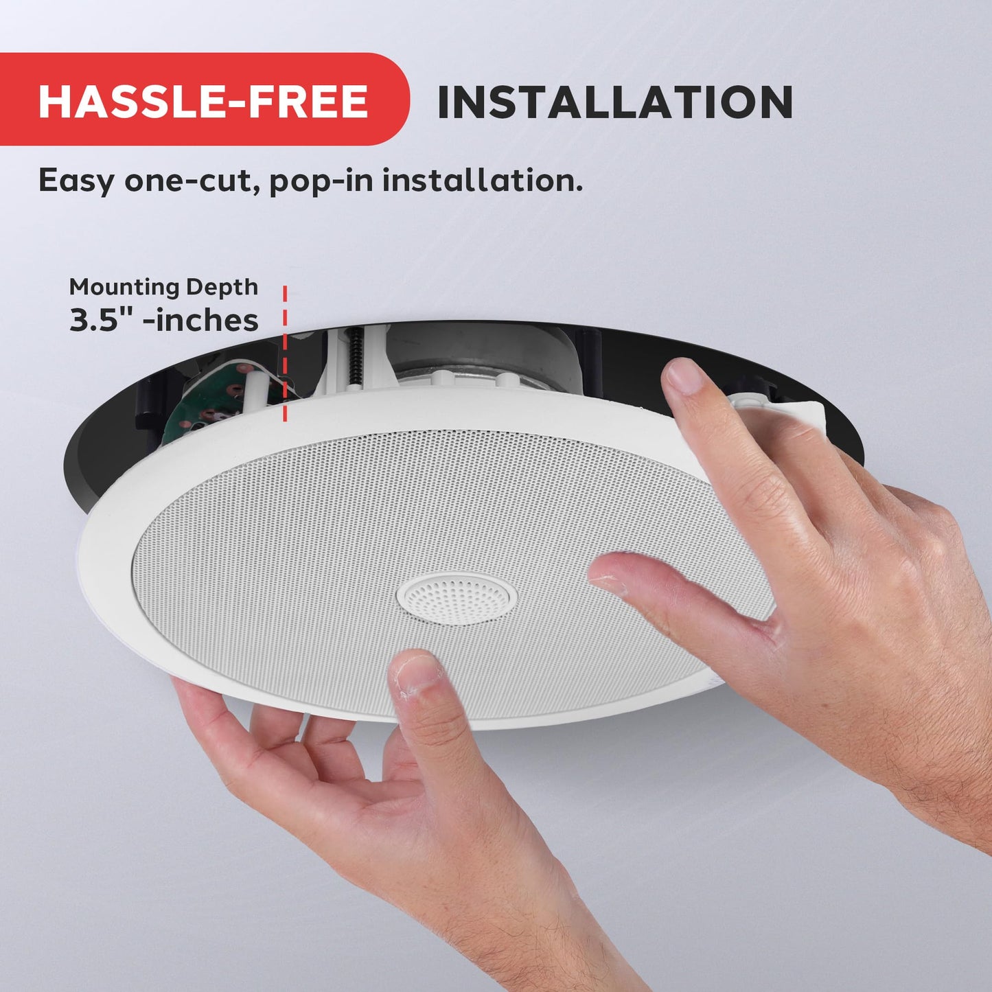 Pyle 8” Ceiling Wall Mount-Pair Of 2-Way Midbass Woofer Speaker Directable 1” Titanium Dome Tweeter Flush Design W/ 55Hz-22kHz Frequency Response & 300 Watts Peak Easy Installation- Pyle PDIC80,White