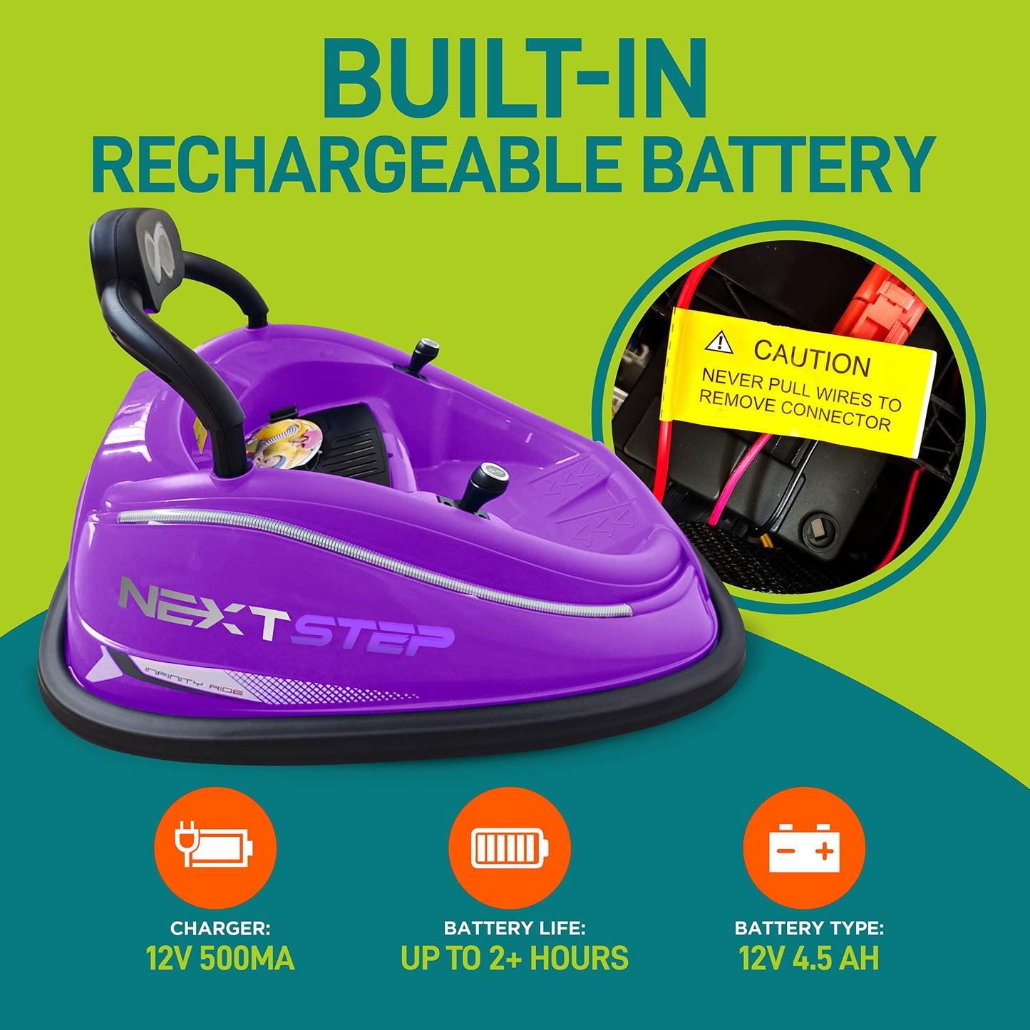 SereneLife 12V Electric Bumper Car for Kids – Remote Control Option, 360° Spin, LED Lights, Safety Belt, Kids Toddler Baby Bumper Car 3-8 Years (Purple)