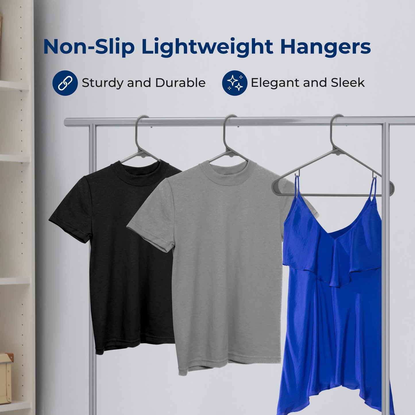 SereneLife 150 Pack Plastic Hangers, Non-Slip, Space-Saving Closet Organizers, Durable and Strong for Shirts, Sweaters, Hoodies, Kids Clothes & Dresses, Ultra-Thin, Lightweight