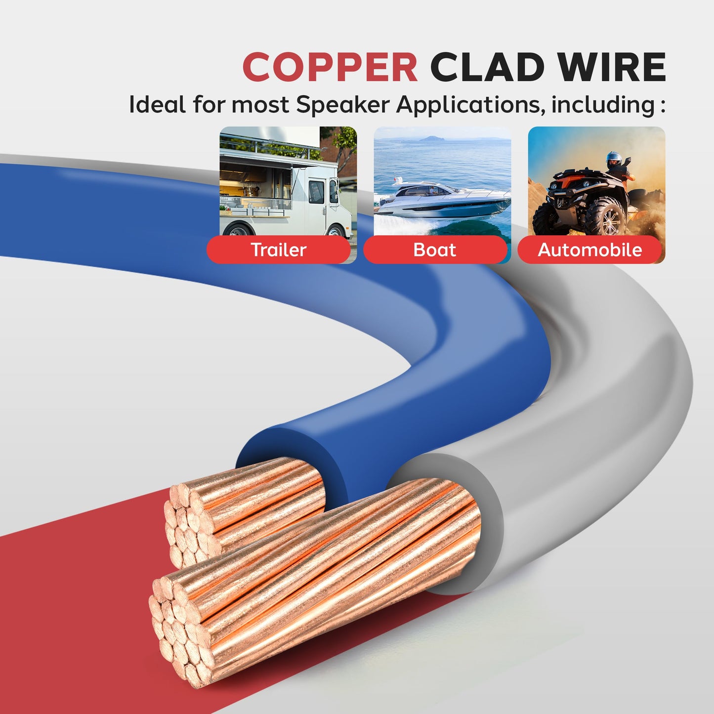 Pyle 50ft 18 Gauge Speaker Wire - Waterproof Marine Grade Cable in Spool for Connecting Audio Stereo to Amplifier, Surround Sound System, TV Home Theater and Car Stereo - PLMRSW50