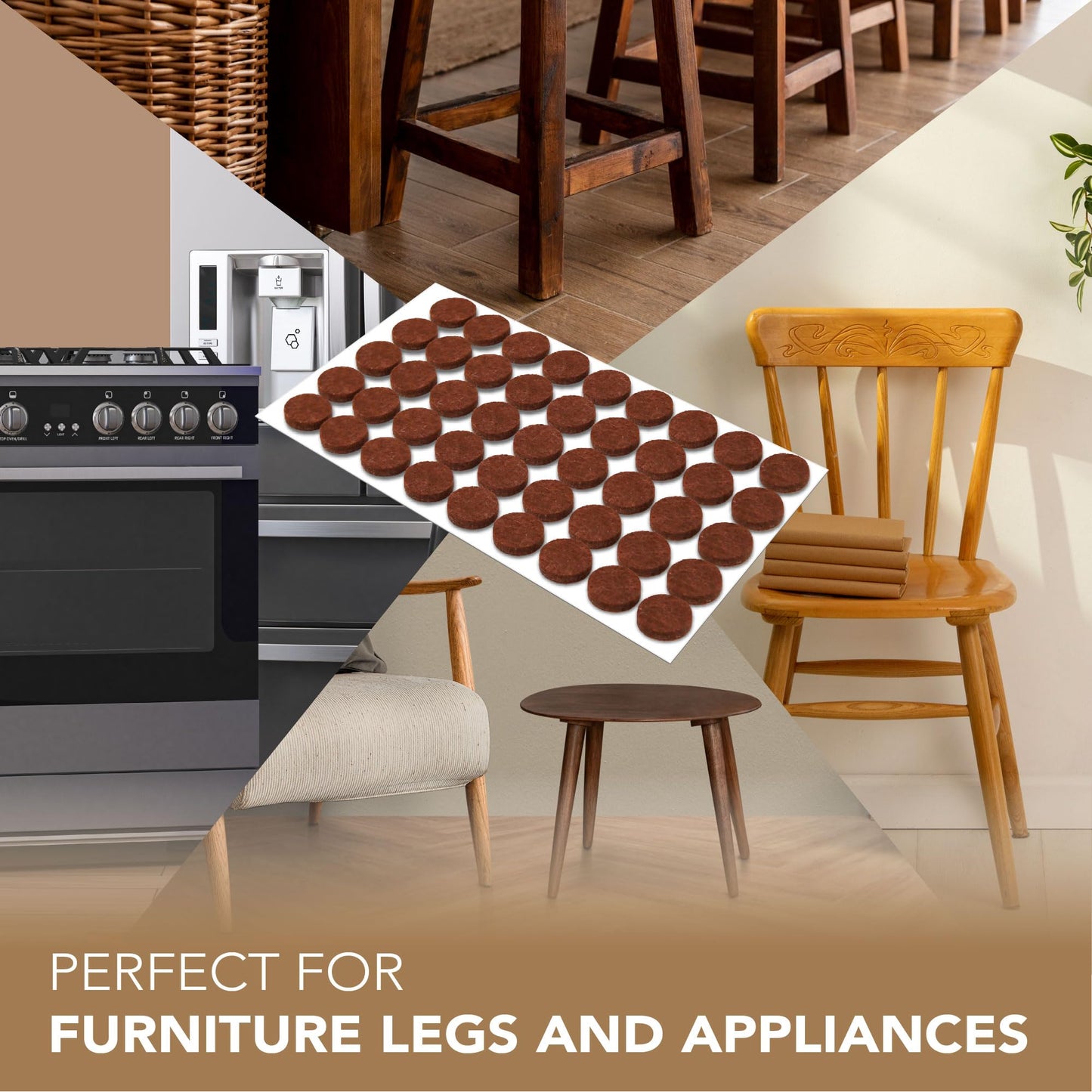 Serenelife Felt Furniture Pads - 45 Premium ¾” Inch Felt Floor Protectors | Protect Hardwood, Laminate & Tile Flooring | Furniture Sliders | Moving Supplies | Easy Installation | Noise Reducing