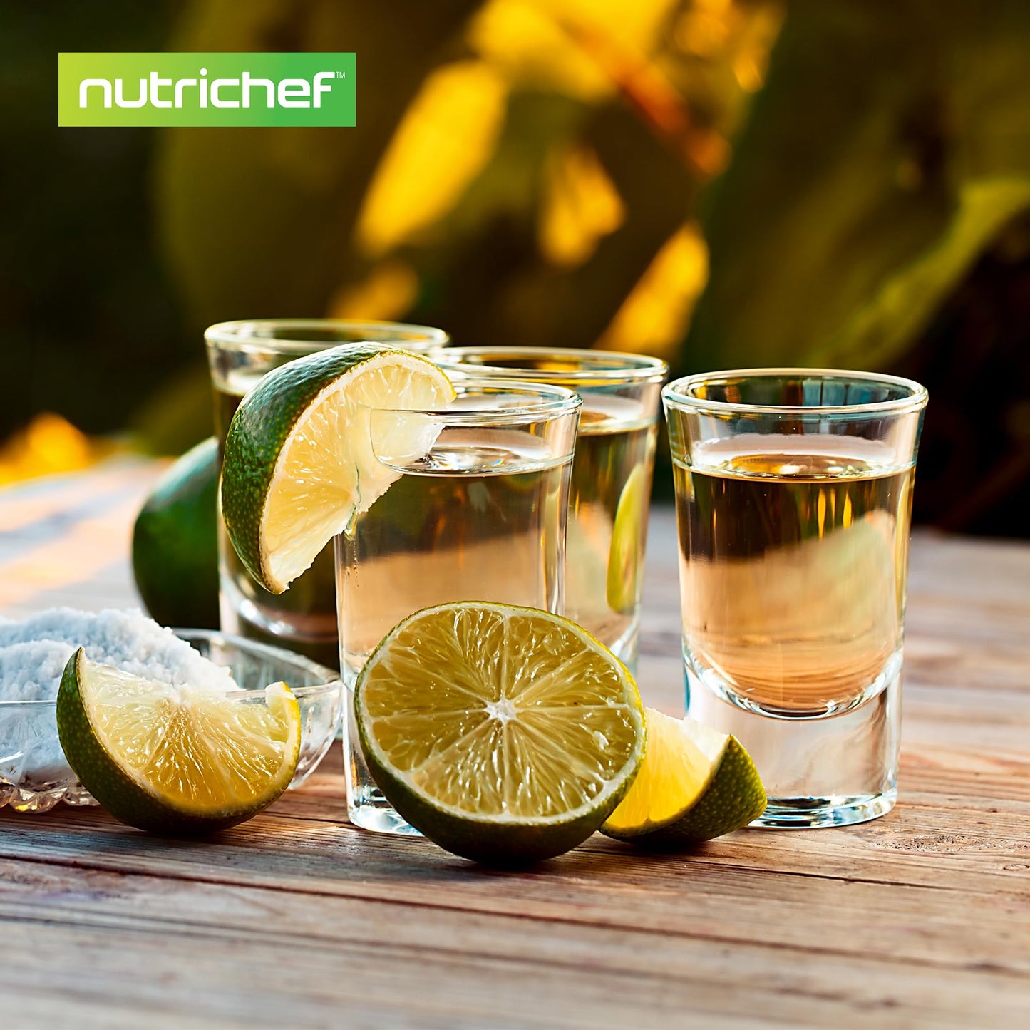 NutriChef 4-Pack Clear Shot Glasses - Heavy Stable Base with Thick Glass - For Hot & Cold Drinks, Whiskey, Vodka, Tequila, Cordial, Spirits, Liquors, & Espressos - Small Bulk 1 Ounce Shotglass