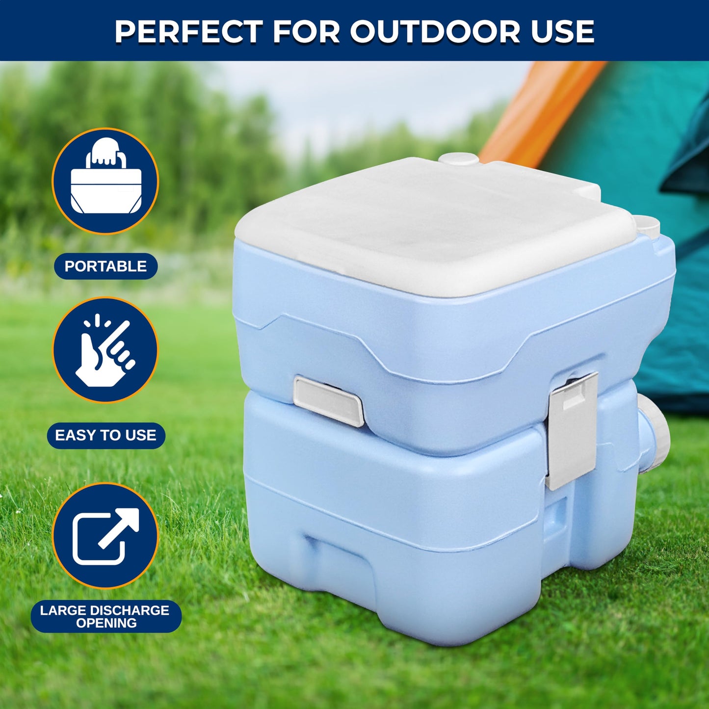 SereneLife 20L Portable Toilet with Carry Bag, Hand Sprayer & Funnel – Leak-Proof, Odorless Camping Toilet with Detachable Waste Tank, T-Flush System & 330 lb Capacity for Indoor & Outdoor Use