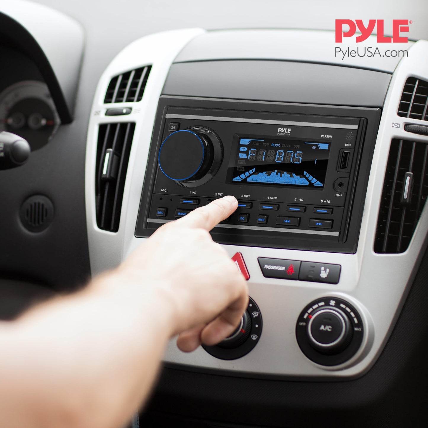 Pyle Boat Bluetooth Marine Stereo Receiver - Marine Head Unit Double DIN Stereo Receiver Power Amplifier - Hands-Free Calling, LCD, AM/FM/MP3/BT/USB/AUX - Remote Control, Wiring Harness - Pyle PLR2DN