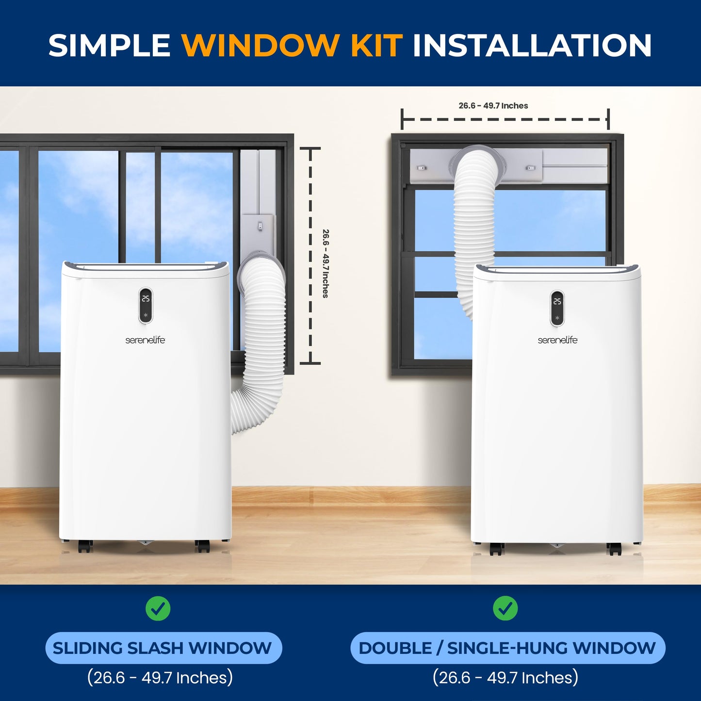 SereneLife SLPAC406W Portable Air Conditioner-14000 Capacity (ASHRAE) Compact Home A/C Cooling Unit with Built-in Dehumidifier & Fan Modes, Includes Window Mount Kit (White), 14,000 BTU